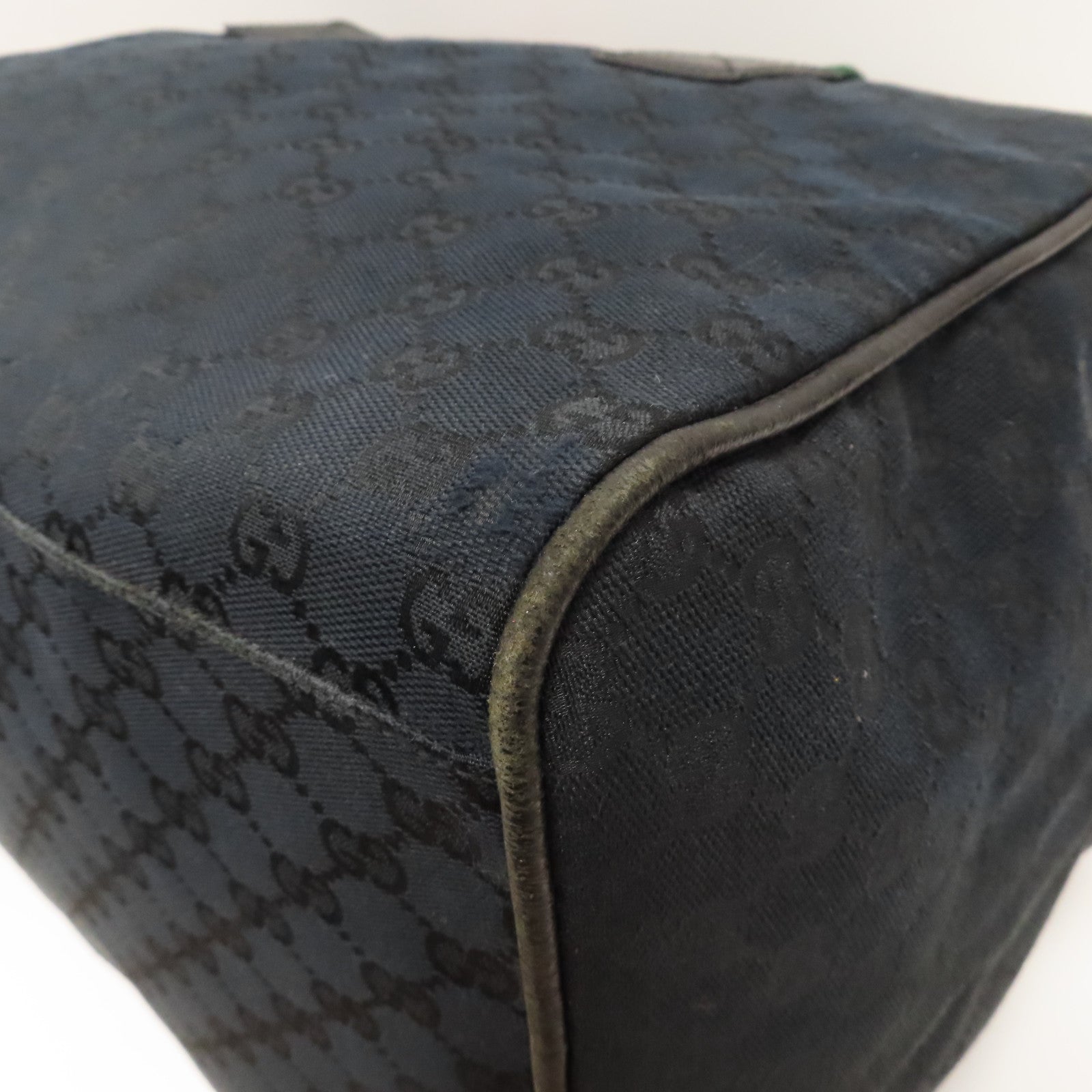 GUCCI 帆布Boston Bag銀扣手挽袋黑色