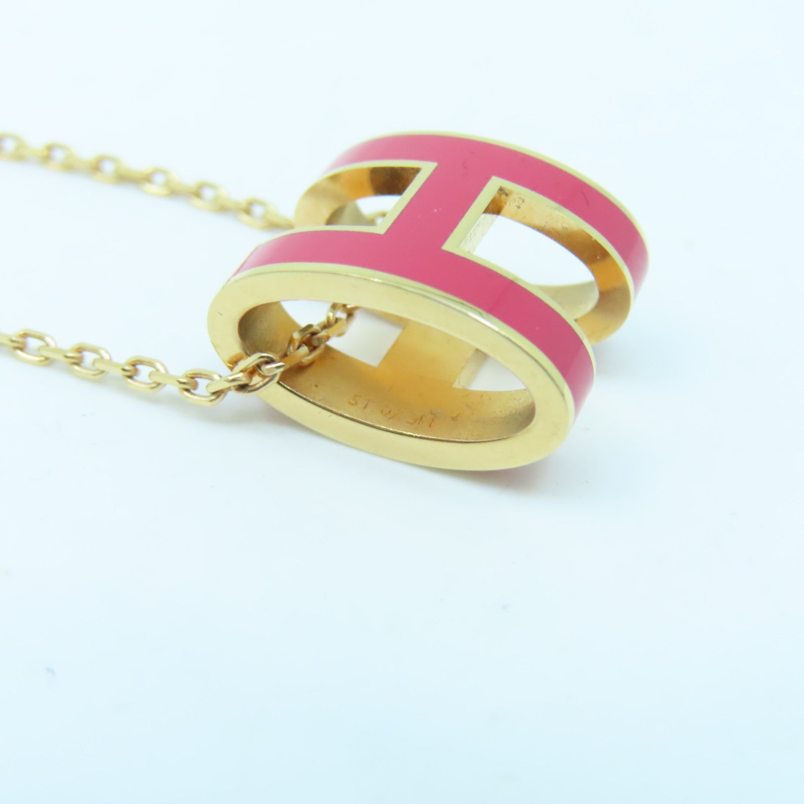 HERMES Metal Pop H Necklace Pink