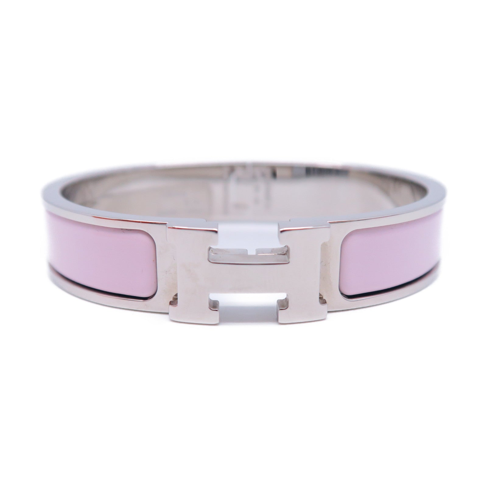 HERMES 金屬Clic H Bracelet手鐲粉紅色/銀色