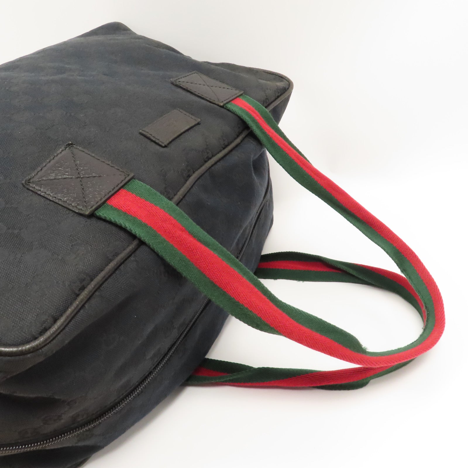 GUCCI 帆布Boston Bag銀扣手挽袋黑色