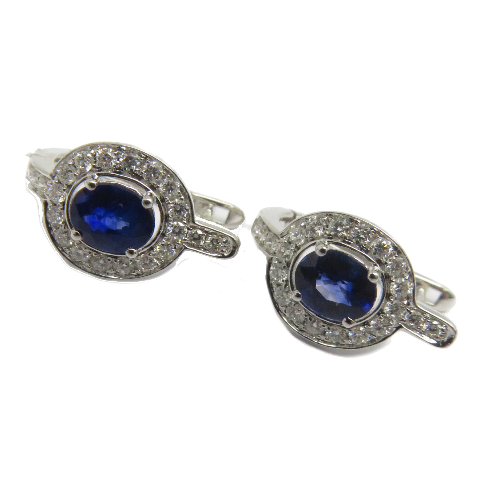 JEWELRY 【激減優惠】18K白金Sapphire Earrings 0.873ct藍寶石/0.304ct鑽石耳環