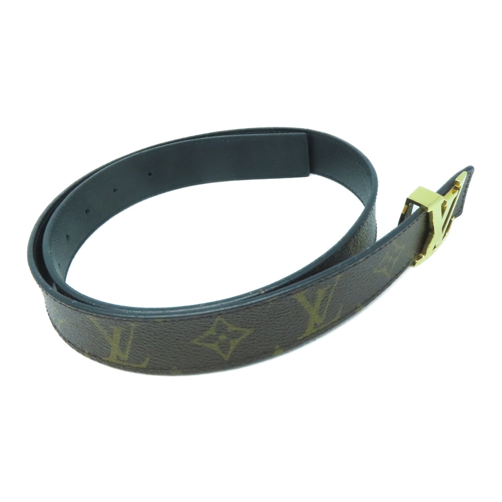 LOUIS VUITTON Monogram Belt金扣皮帶啡色