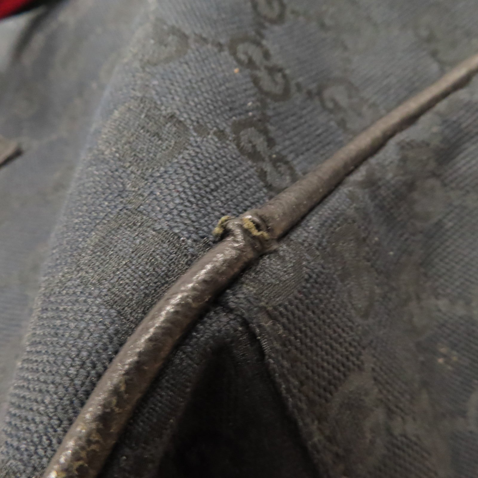 GUCCI 帆布Boston Bag銀扣手挽袋黑色