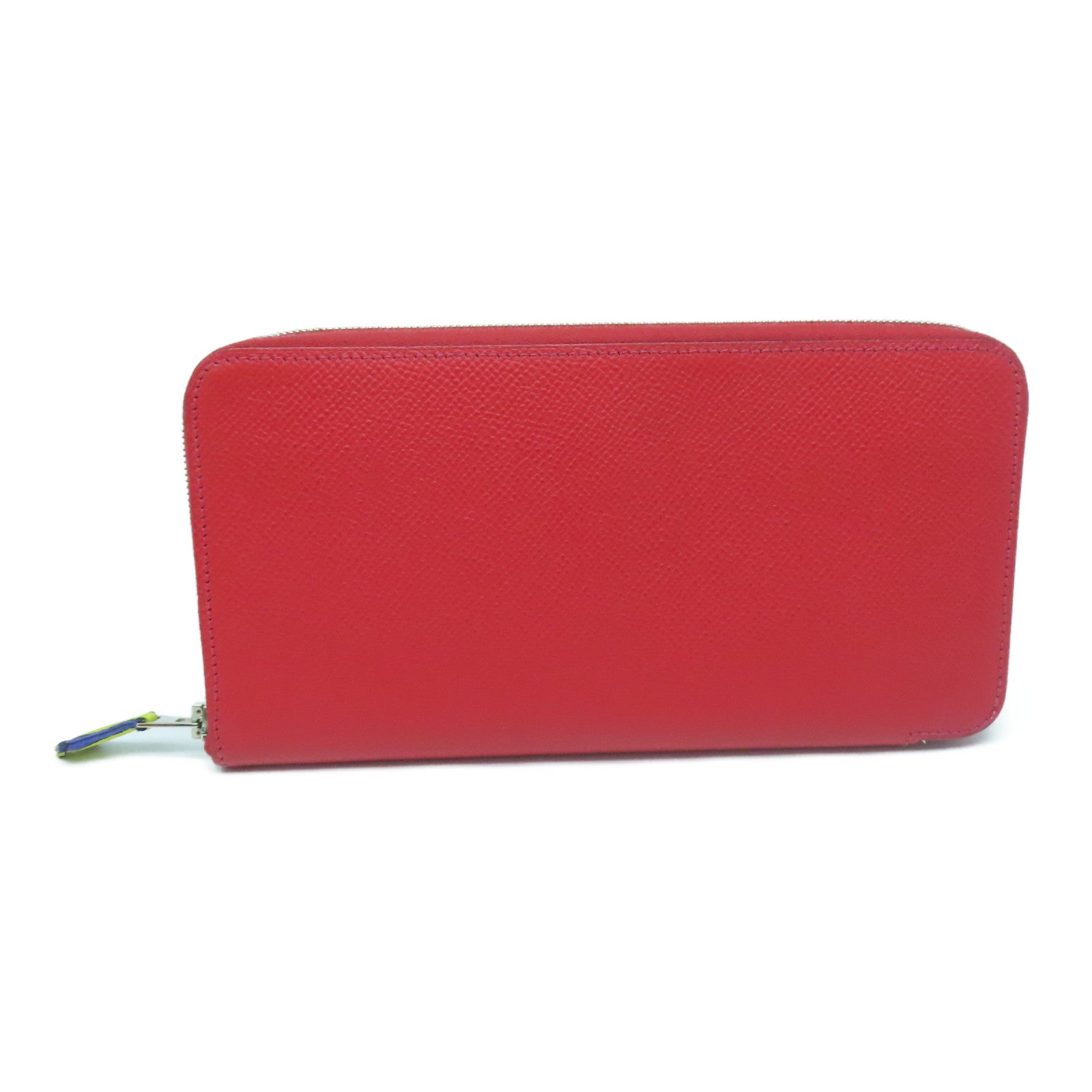 HERMES Epsom皮革Azap Long Silkin Wallet银扣长钱包红色Rouge Casaque