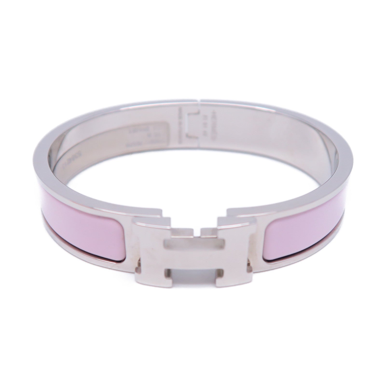 HERMES 金屬Clic H Bracelet手鐲粉紅色/銀色