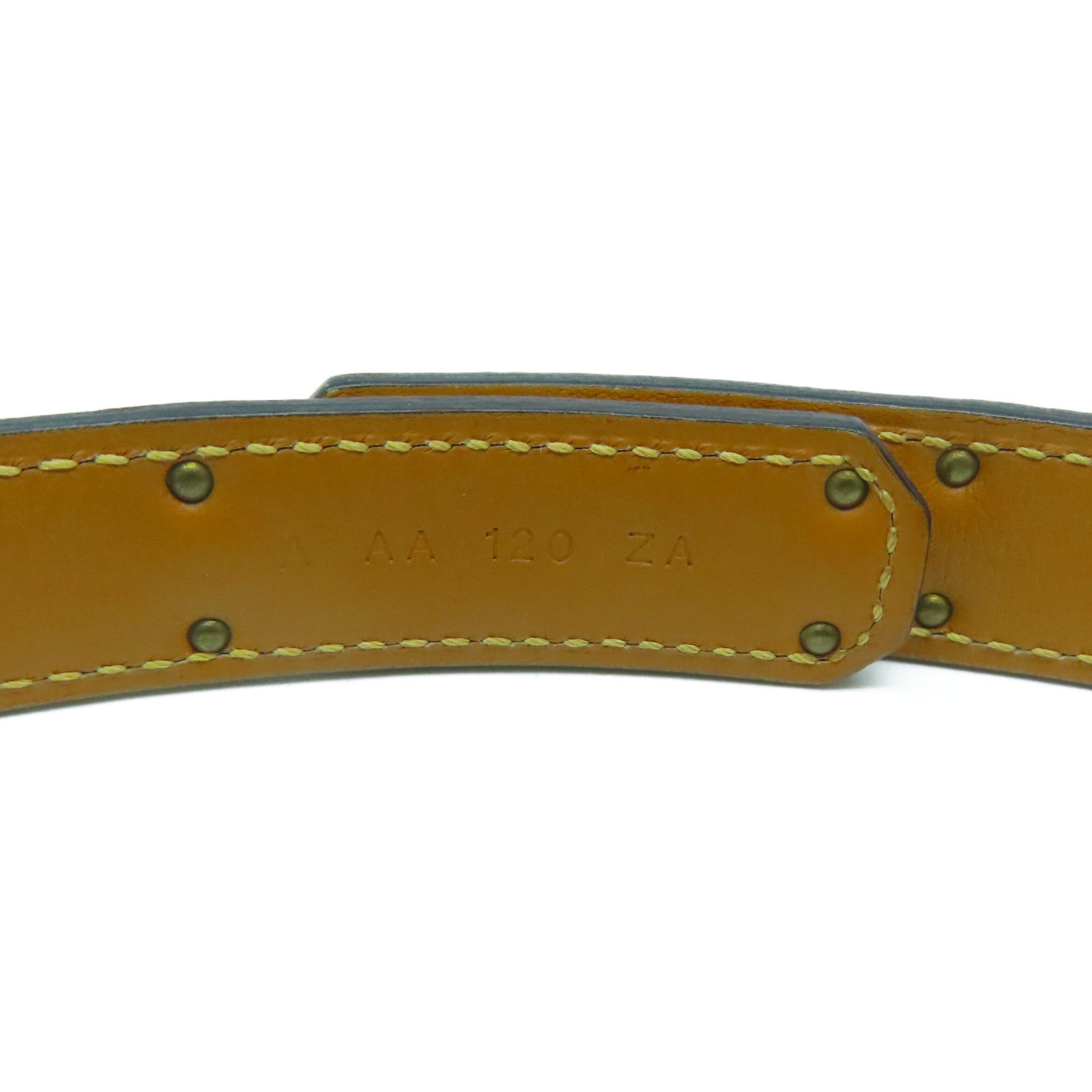 HERMES Epsom皮革Belt金扣皮帶萊姆黃