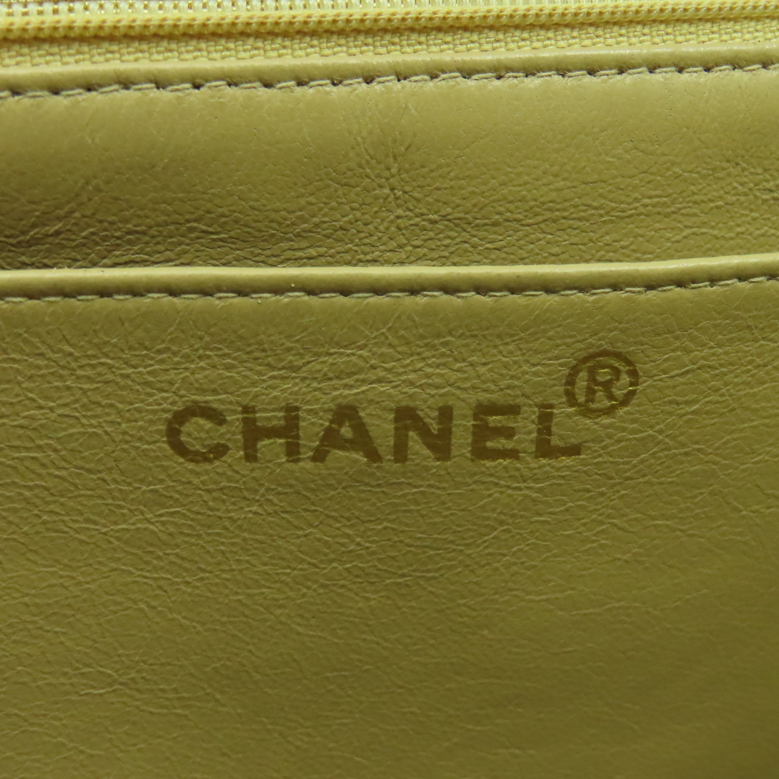 CHANEL 菱格牛皮皮革Chain Shoulder Bag鏈帶肩背袋米色
