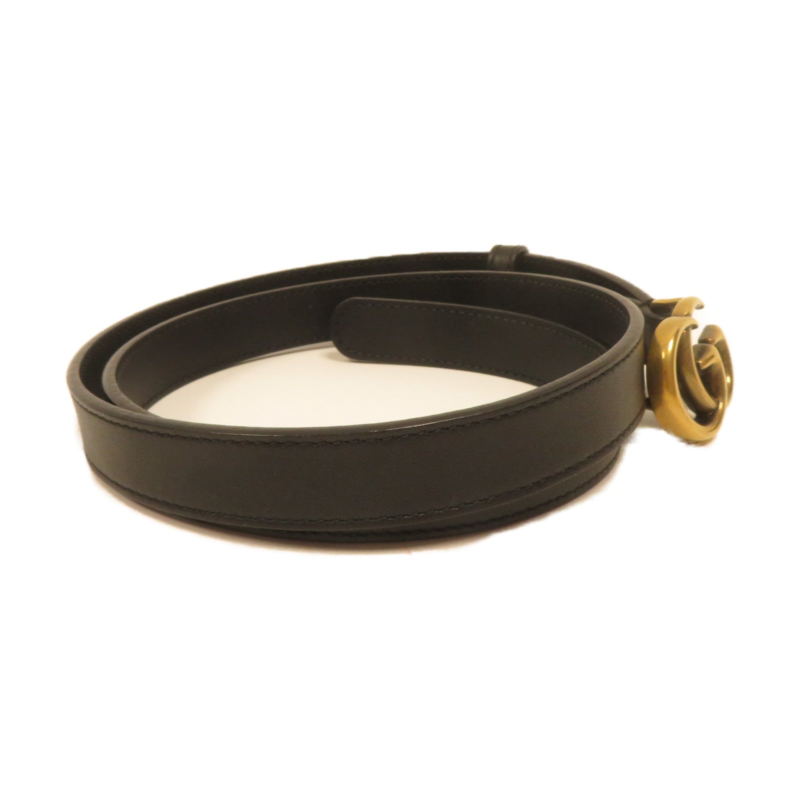 GUCCI 牛皮皮革Double G金扣皮帶黑色