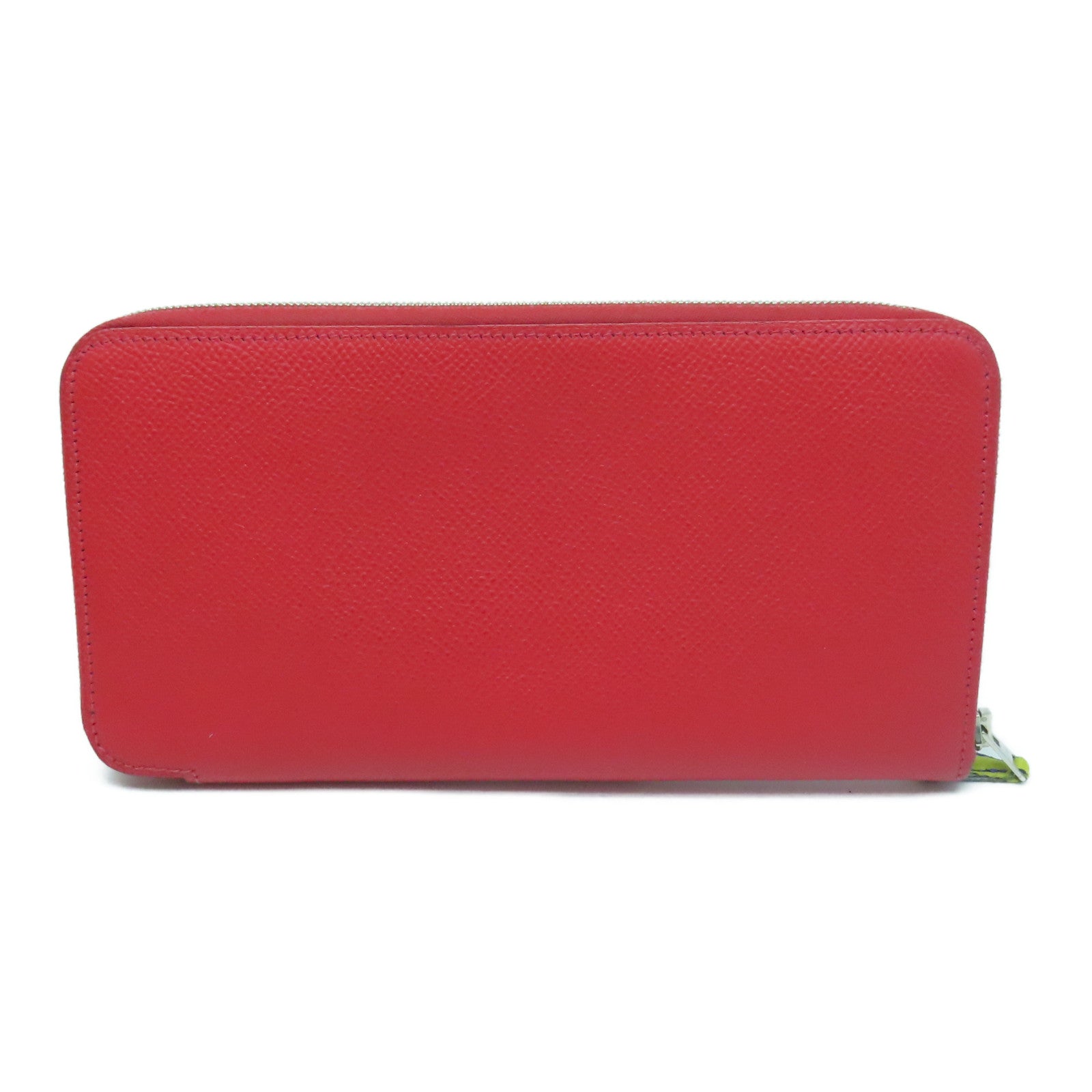 HERMES Epsom皮革Azap Long Silkin Wallet银扣长钱包红色Rouge Casaque