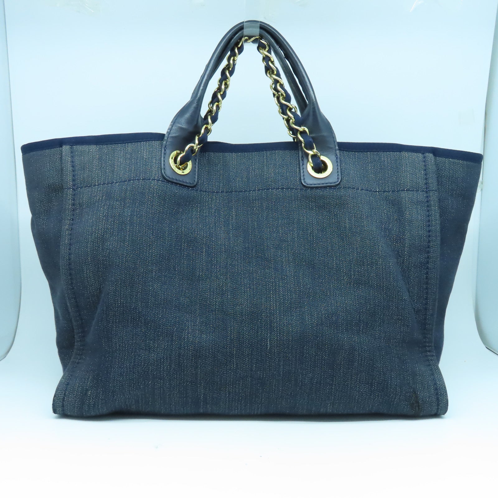 CHANEL 帆布/牛仔布2 Way Shoulder Bag金扣手挽肩背兩用袋藍色