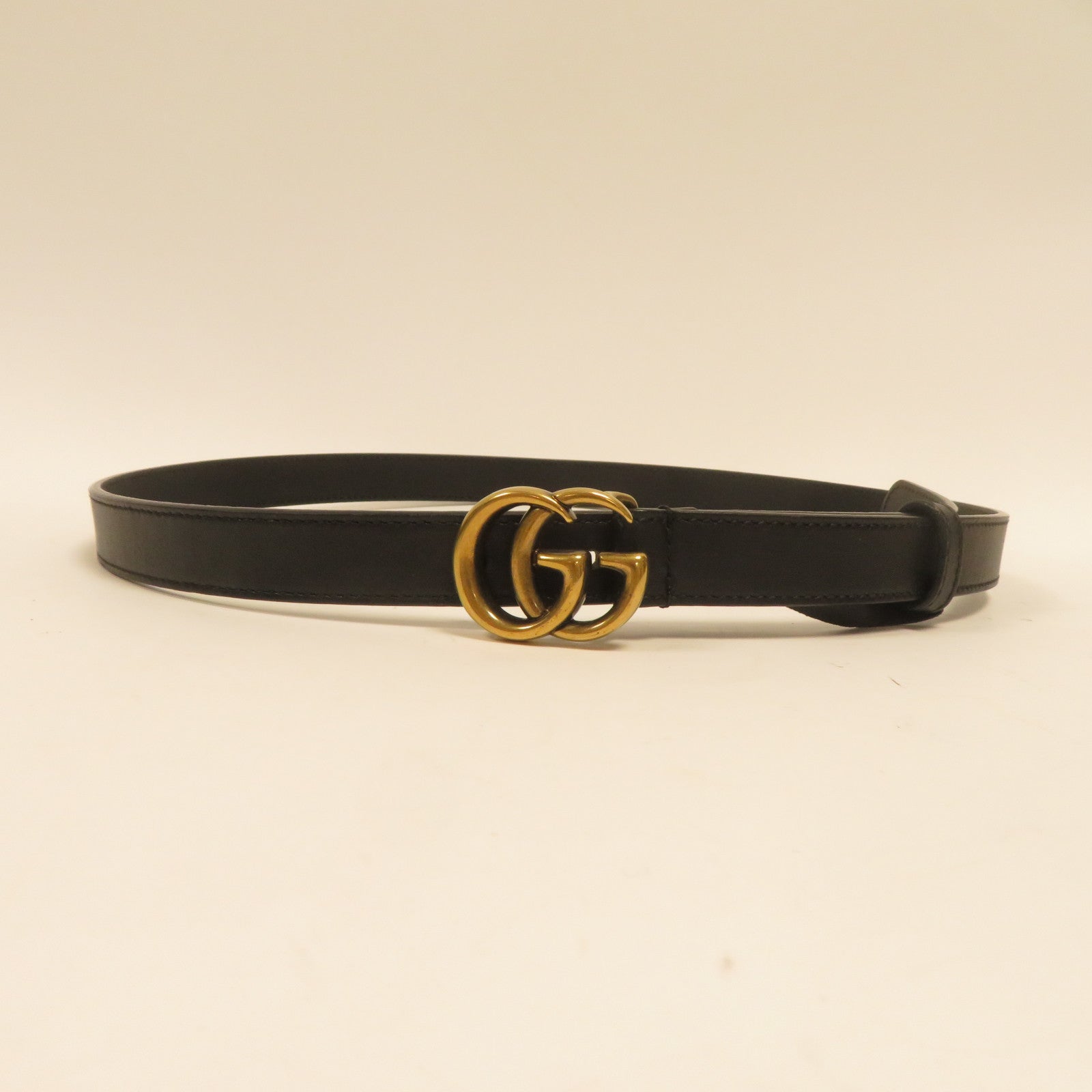 GUCCI 牛皮皮革Double G金扣皮帶黑色