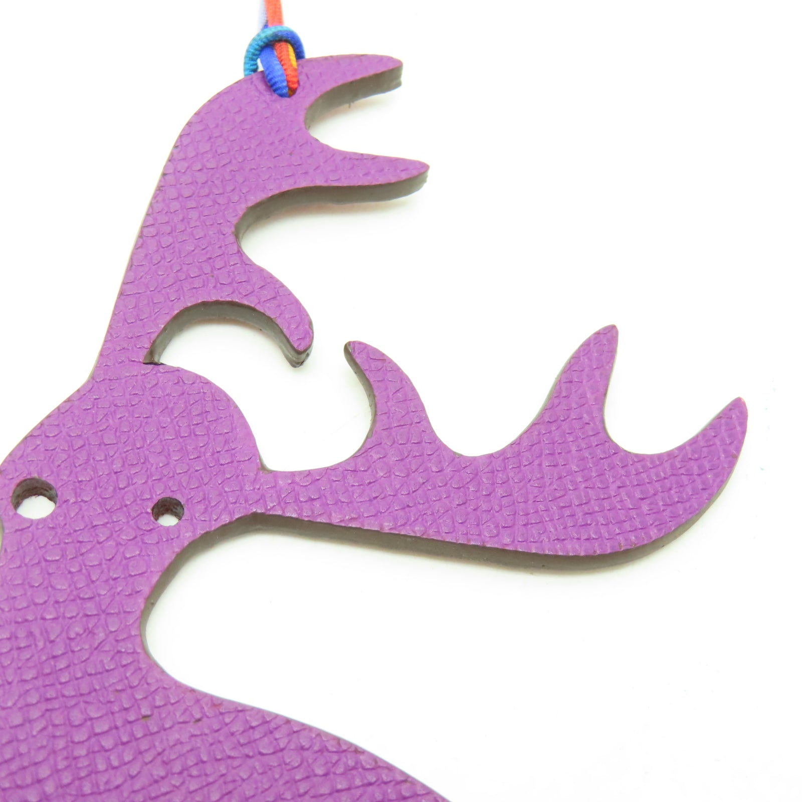 HERMES Togo/Epsom皮革Charm掛飾紅色/紫色