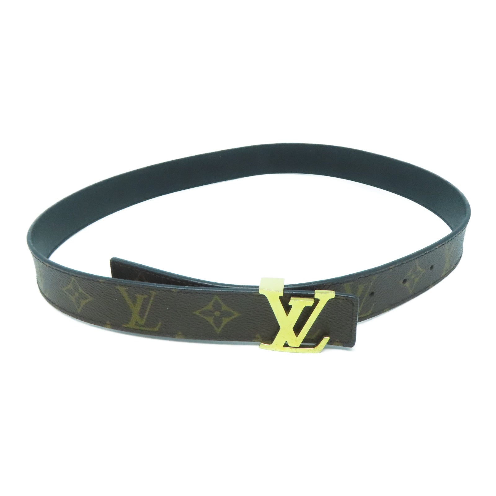 LOUIS VUITTON Monogram Belt金扣皮帶啡色