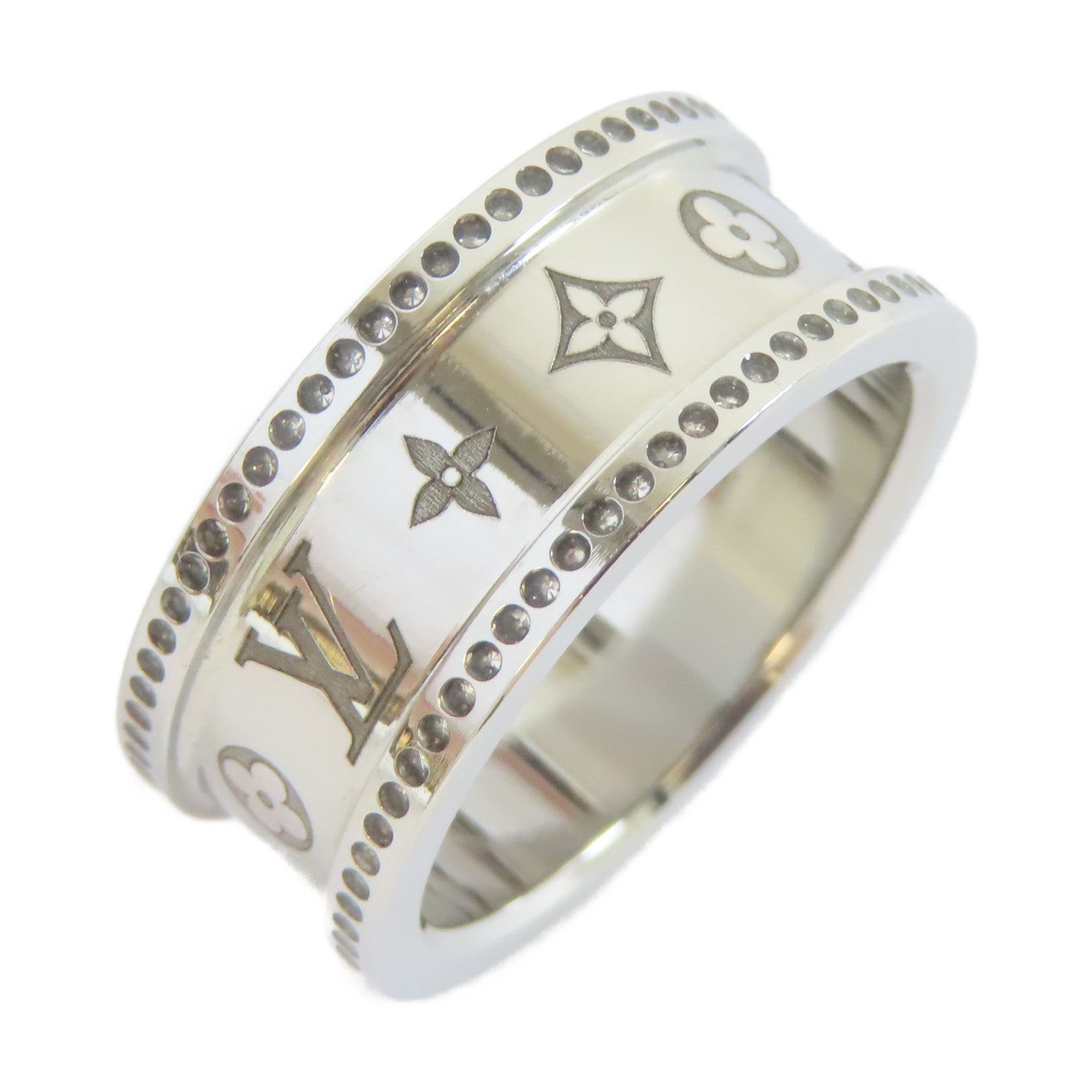 LOUIS VUITTON 金屬Twisted Flower Ring戒指銀色US#10