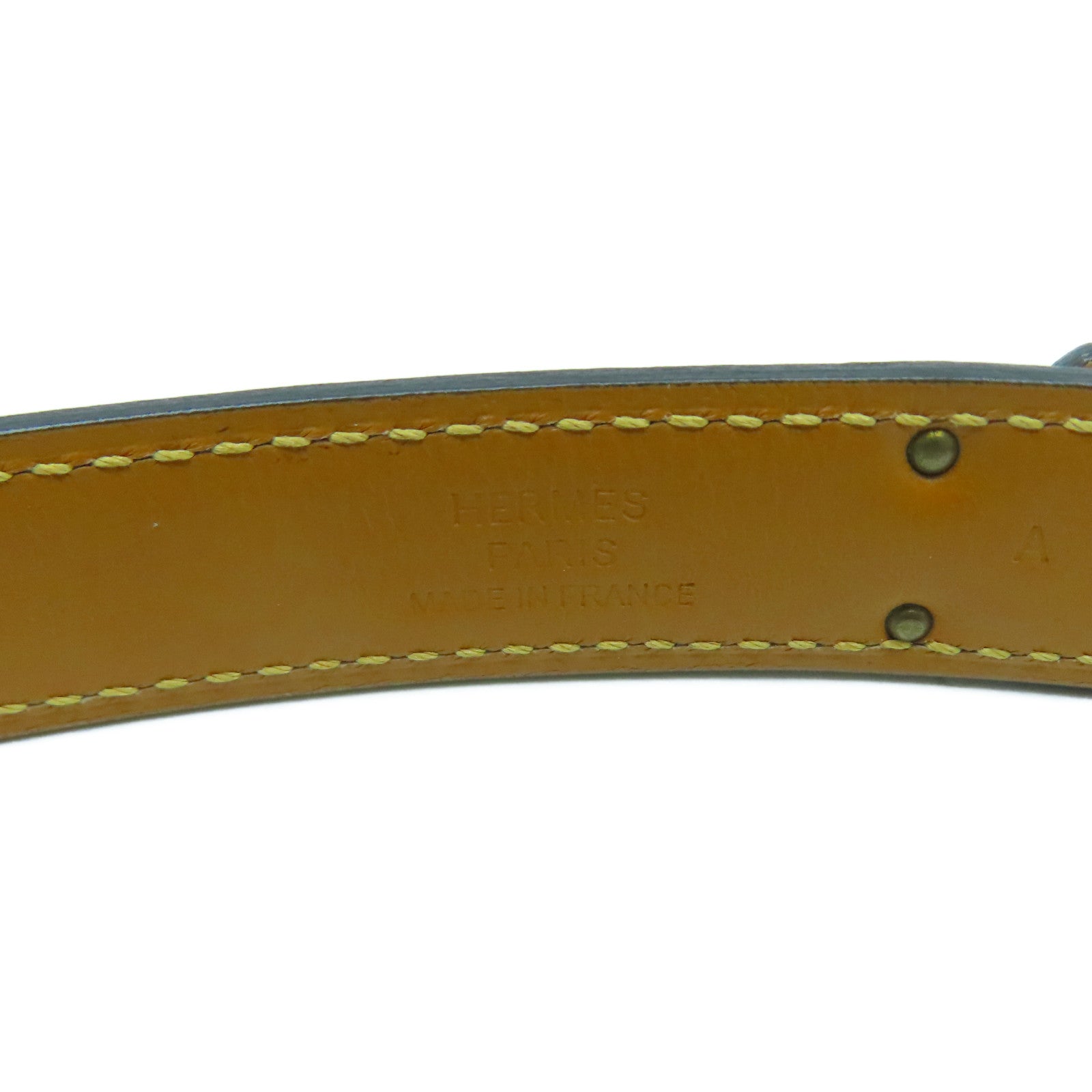 HERMES Epsom皮革Belt金扣皮帶萊姆黃