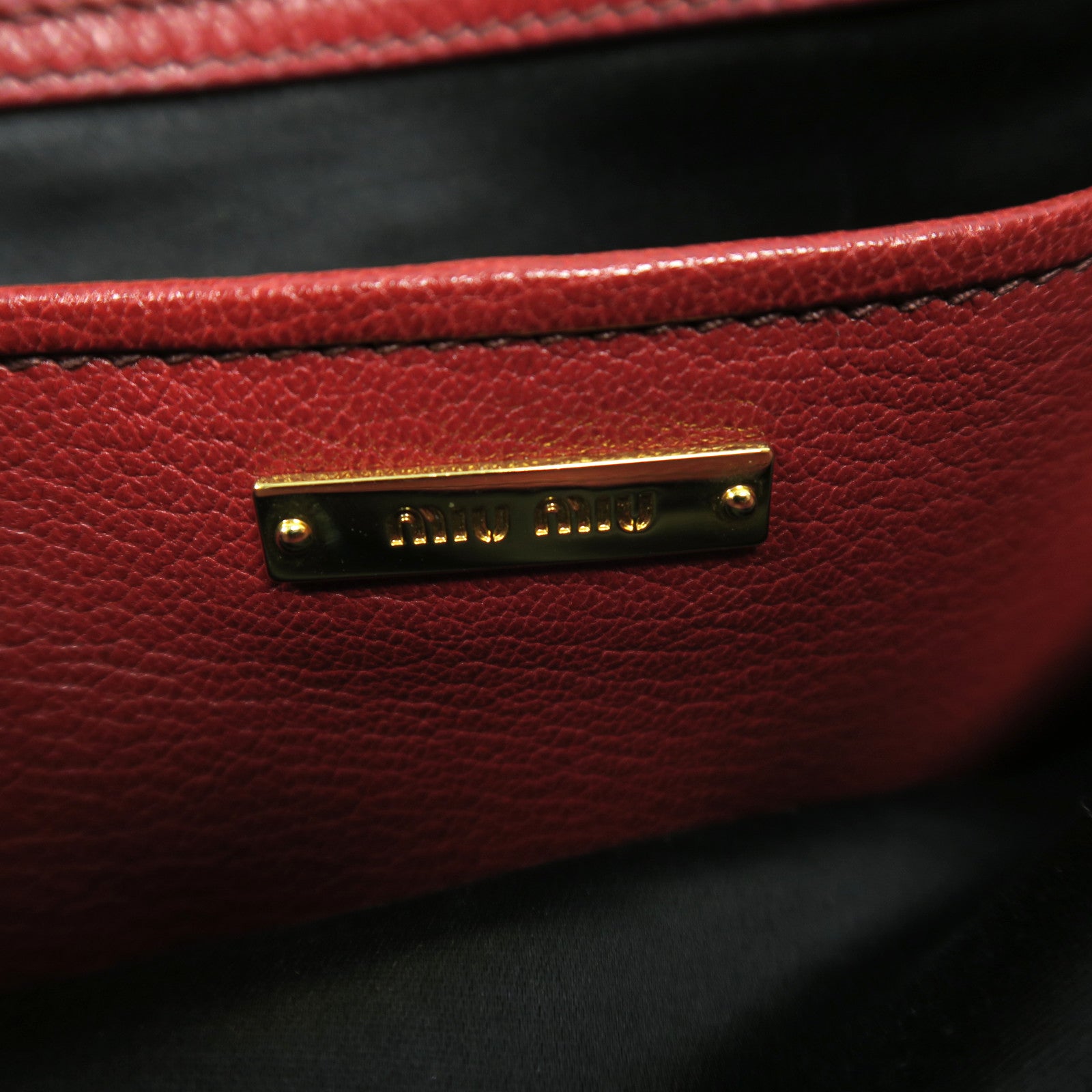 Miu Miu 皮革2 Way Shoulder金扣手挽肩背兩用袋紅色