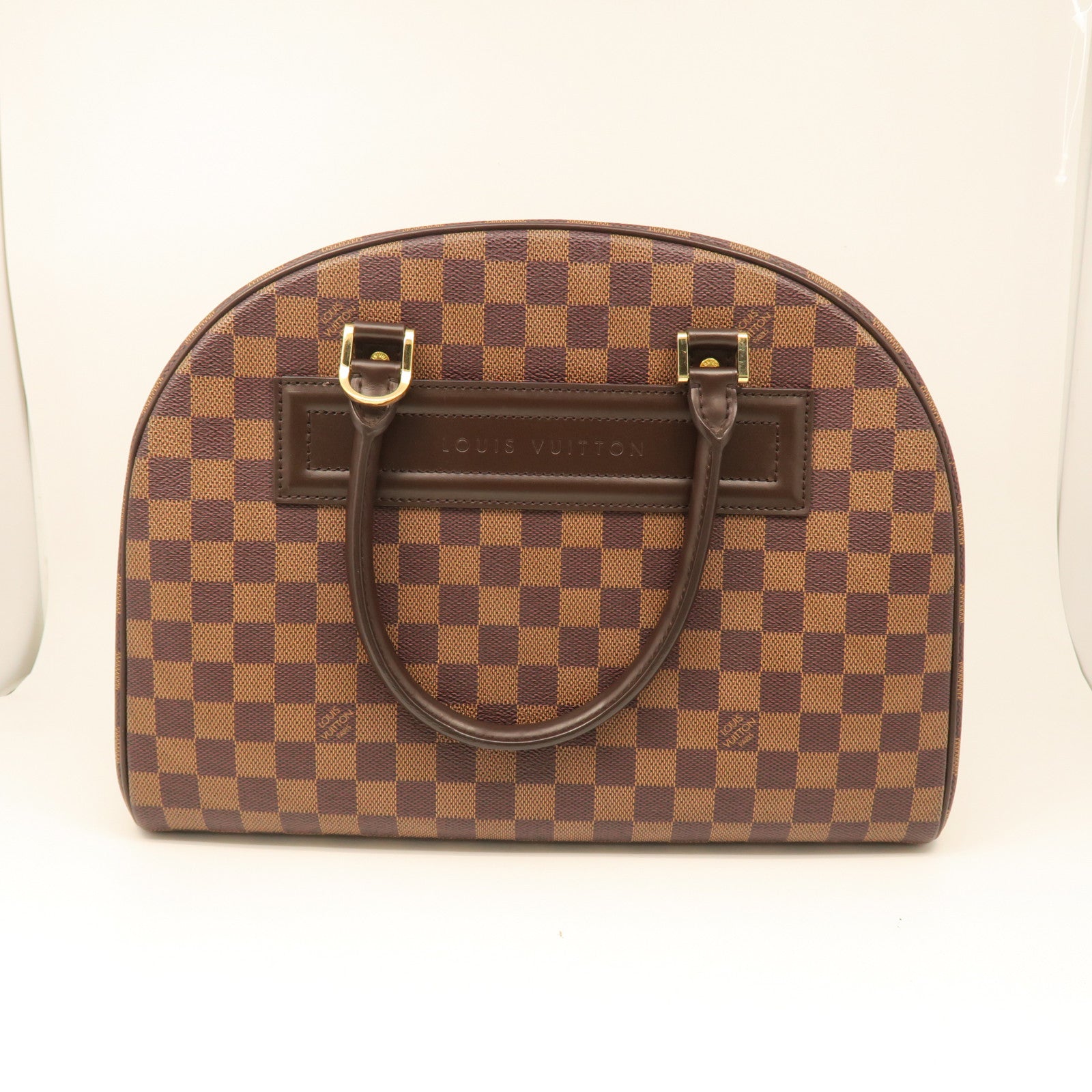 LOUIS VUITTON Damier Nolita Handbag gold buckle handle bag brown
