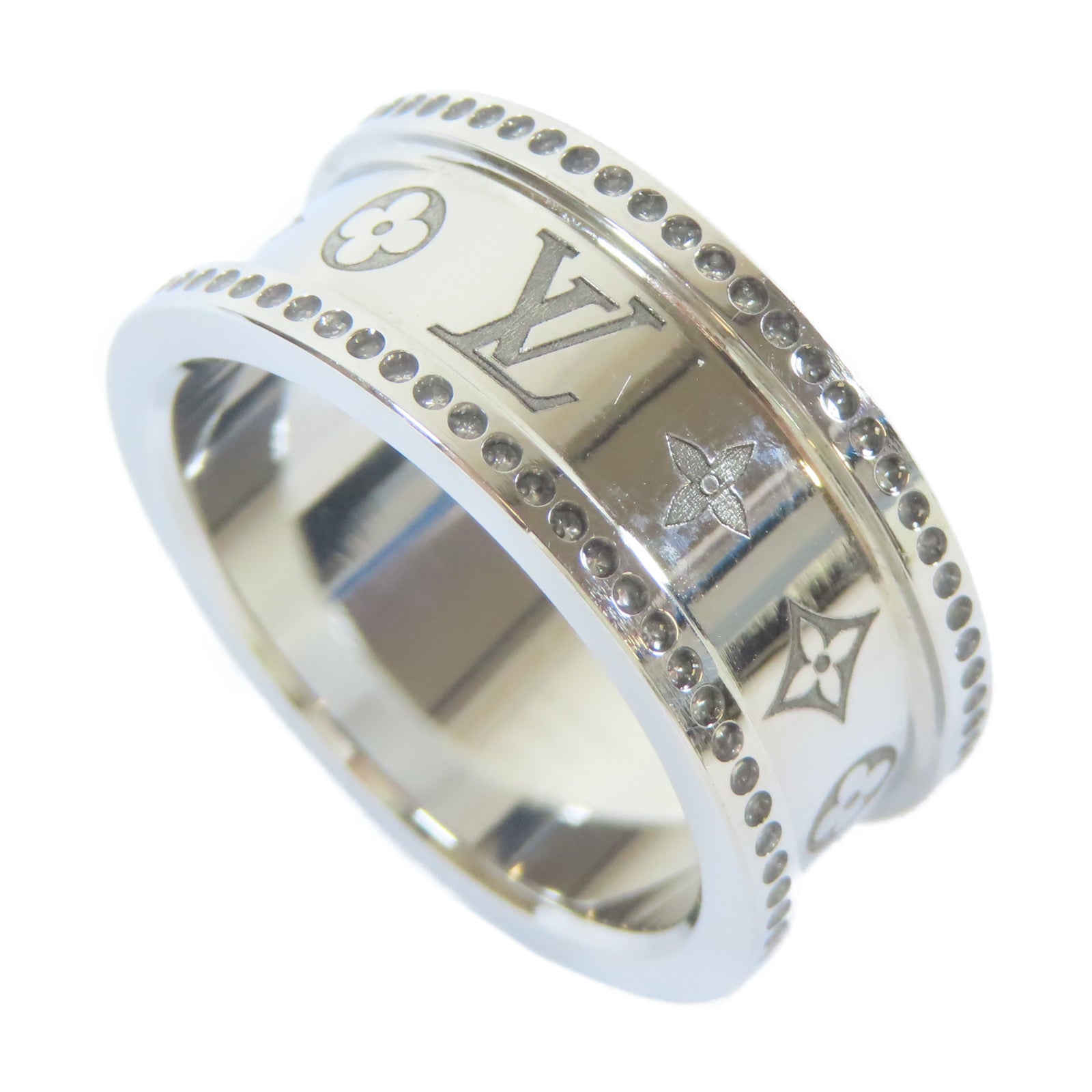 LOUIS VUITTON 金屬Twisted Flower Ring戒指銀色US#10