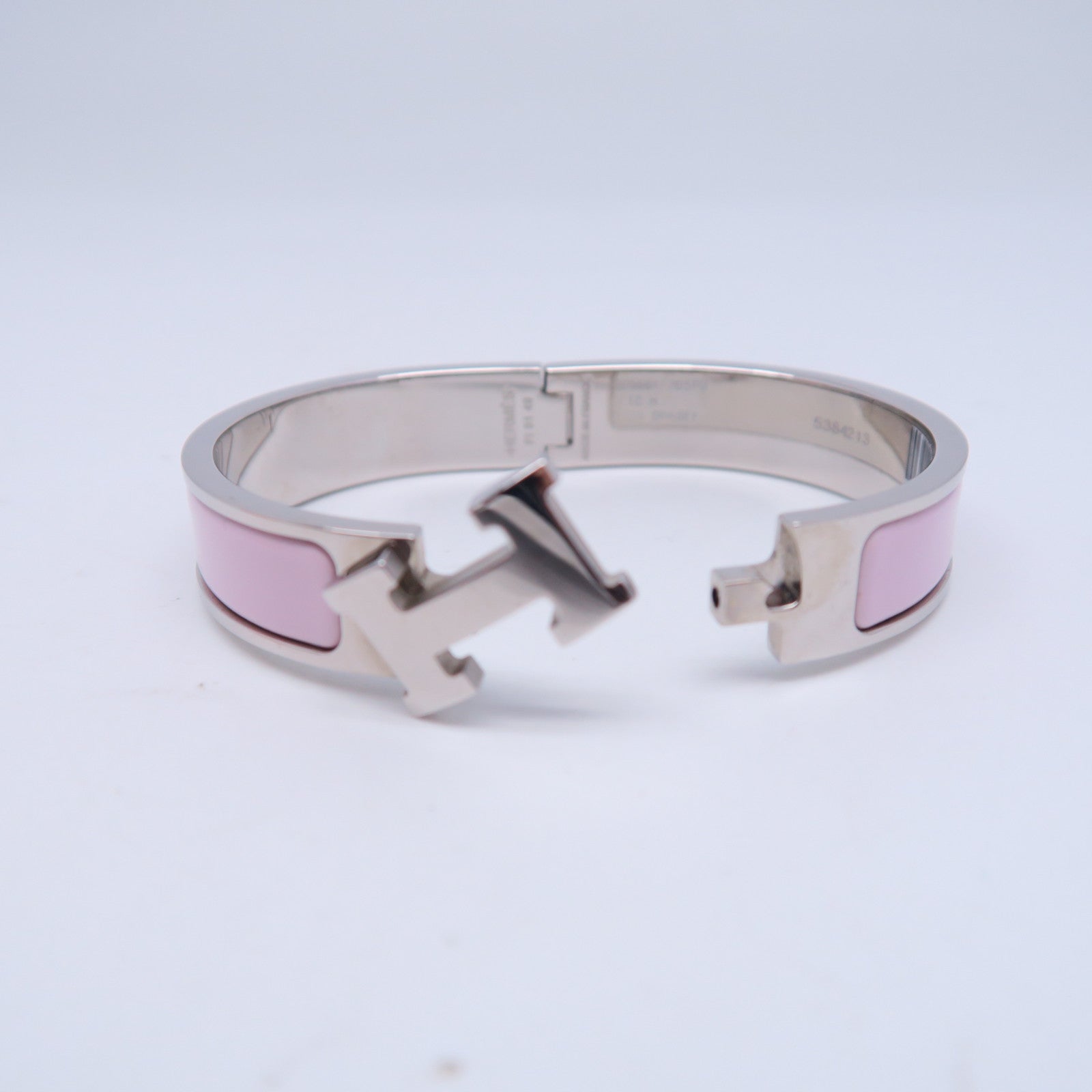 HERMES 金屬Clic H Bracelet手鐲粉紅色/銀色