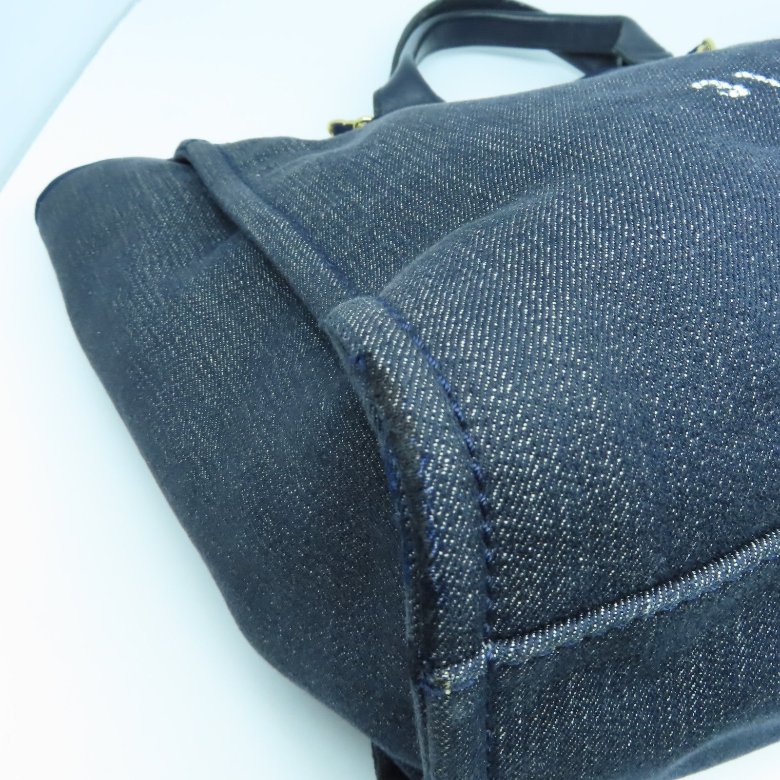 CHANEL 帆布/牛仔布2 Way Shoulder Bag金扣手挽肩背兩用袋藍色