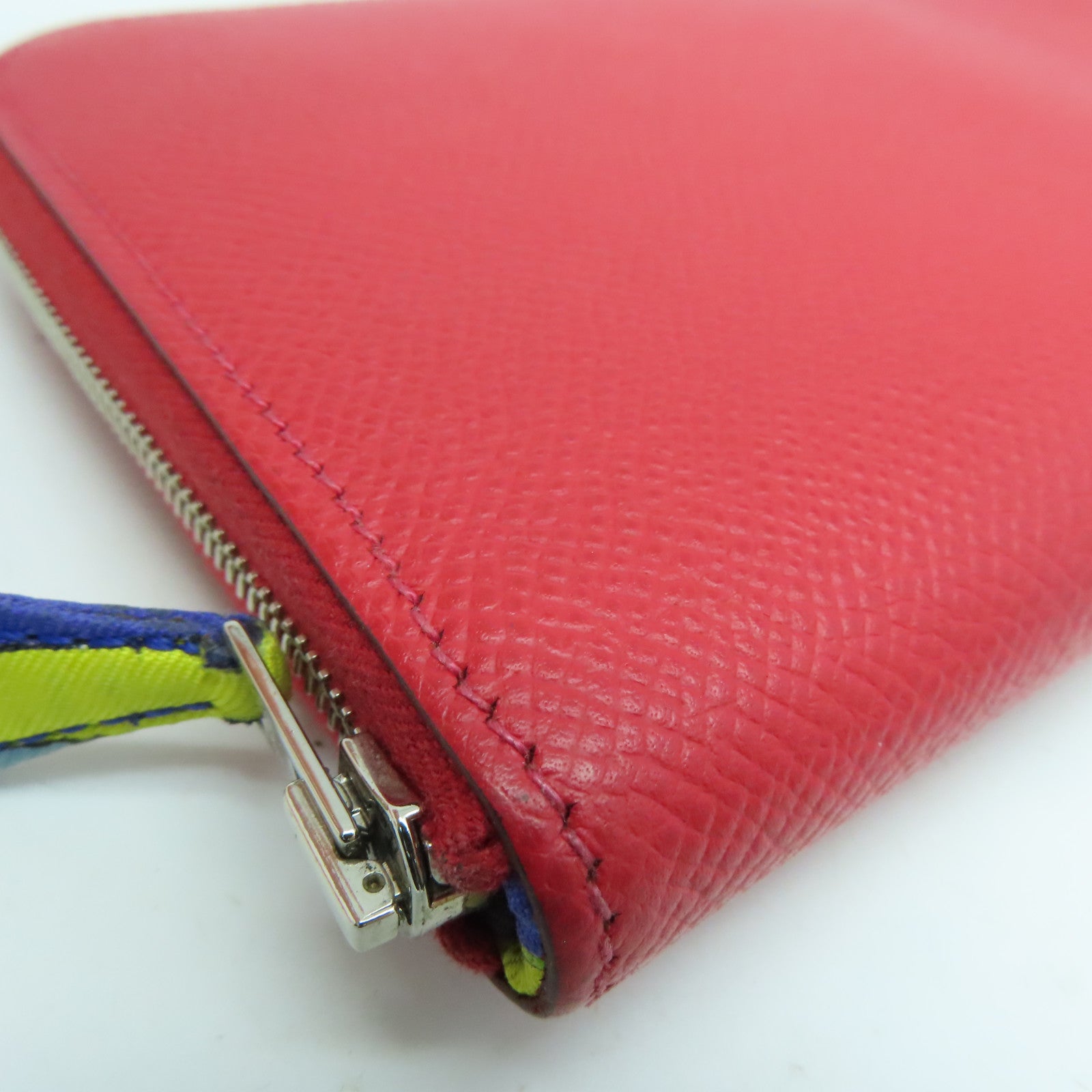 HERMES Epsom皮革Azap Long Silkin Wallet银扣长钱包红色Rouge Casaque