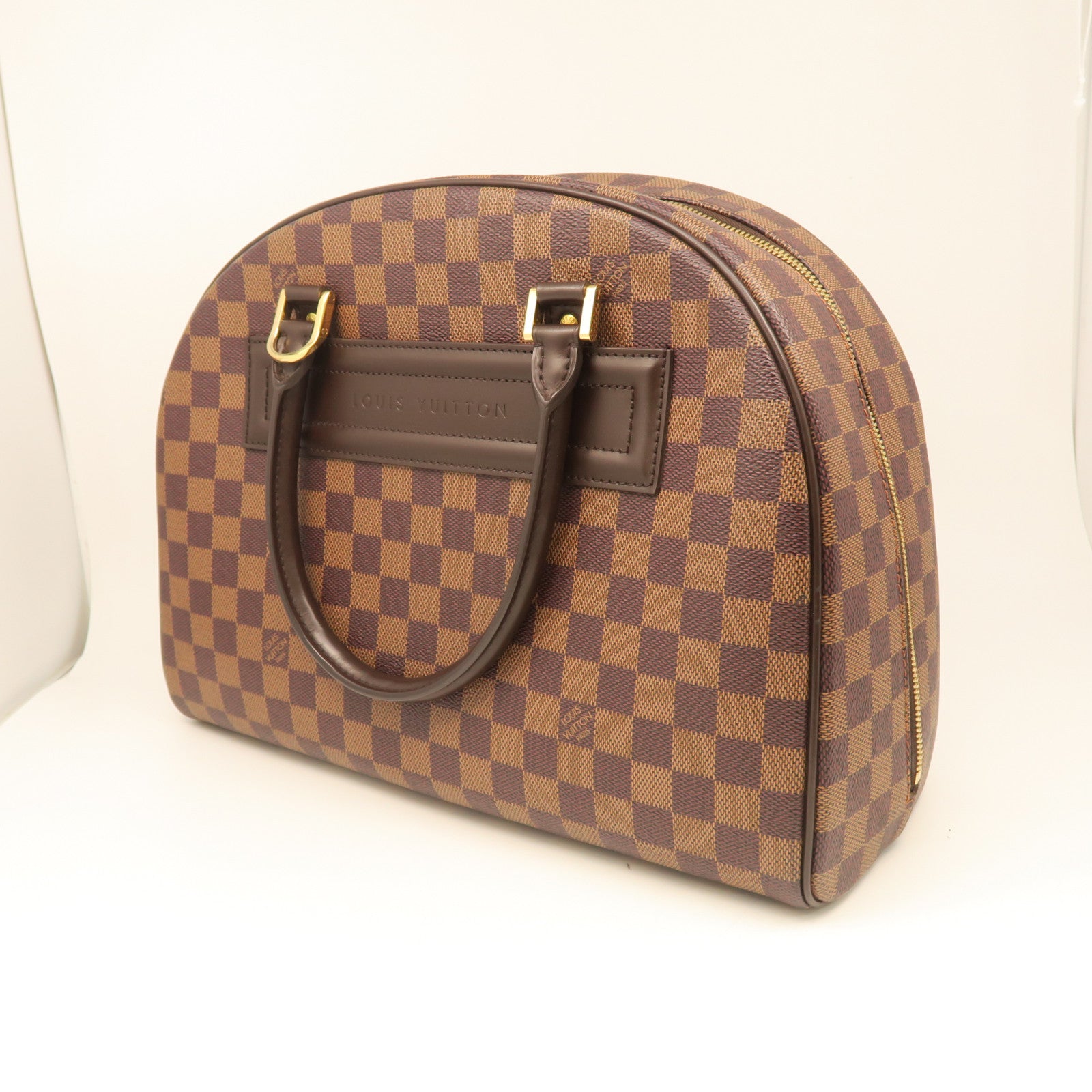 LOUIS VUITTON Damier Nolita Handbag gold buckle handle bag brown