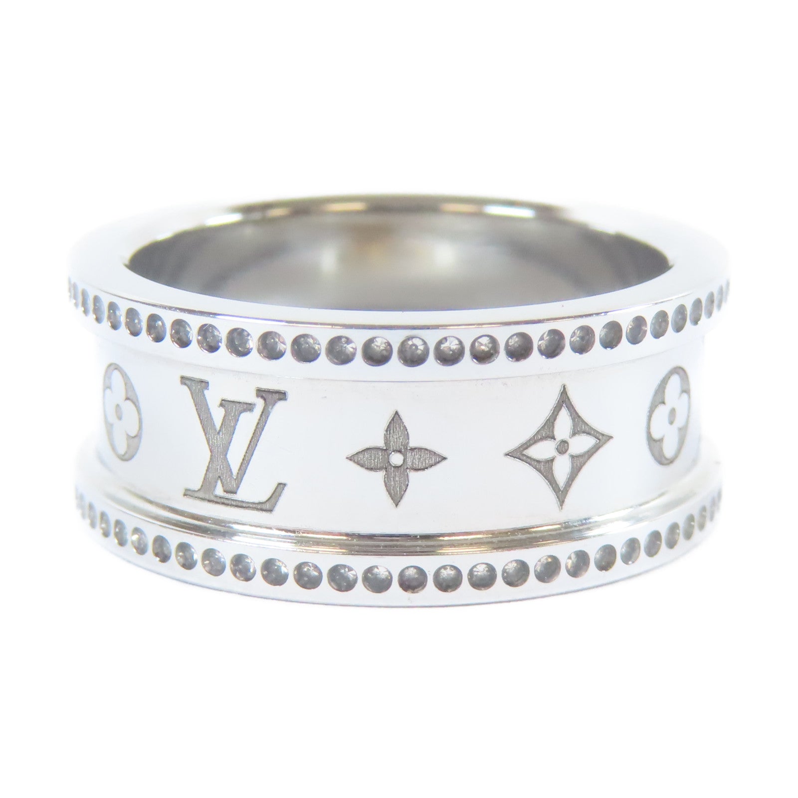 LOUIS VUITTON 金屬Twisted Flower Ring戒指銀色US#10