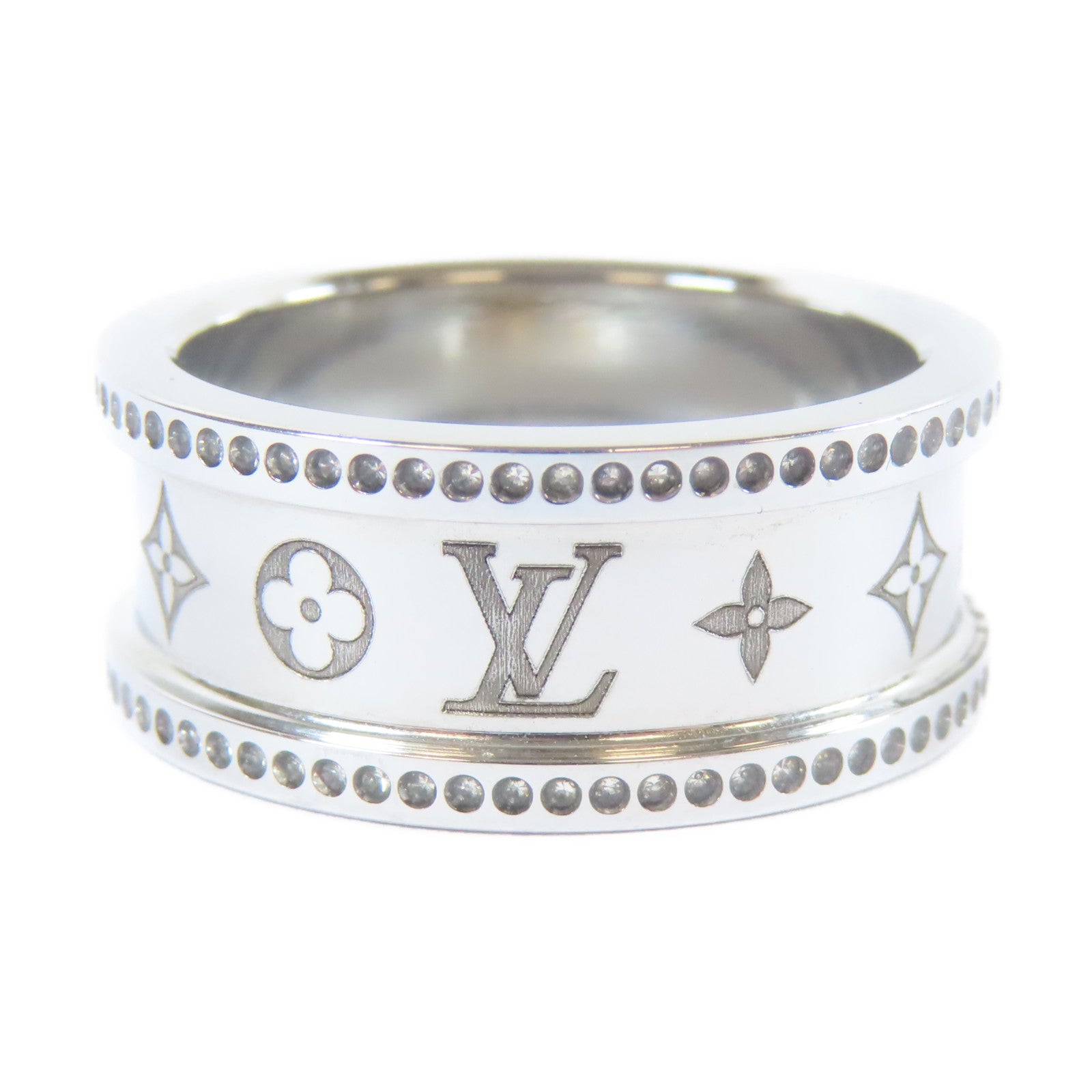 LOUIS VUITTON 金屬Twisted Flower Ring戒指銀色US#10