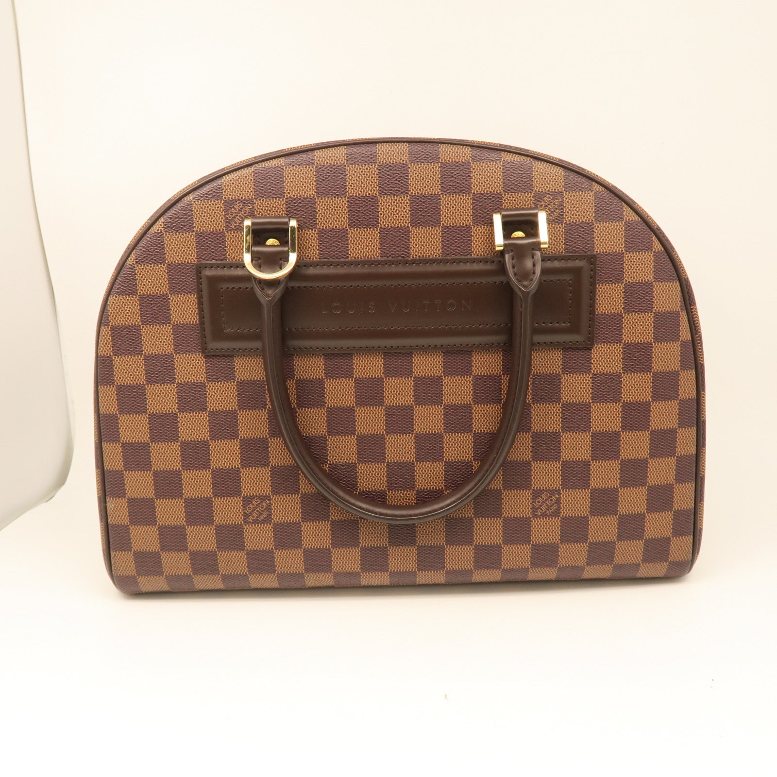 LOUIS VUITTON Damier Nolita Handbag gold buckle handle bag brown