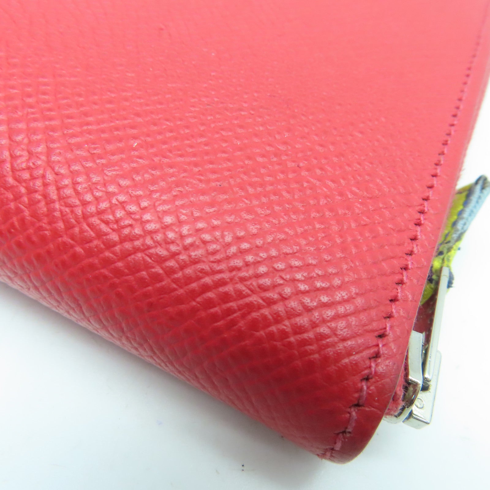 HERMES Epsom皮革Azap Long Silkin Wallet银扣长钱包红色Rouge Casaque