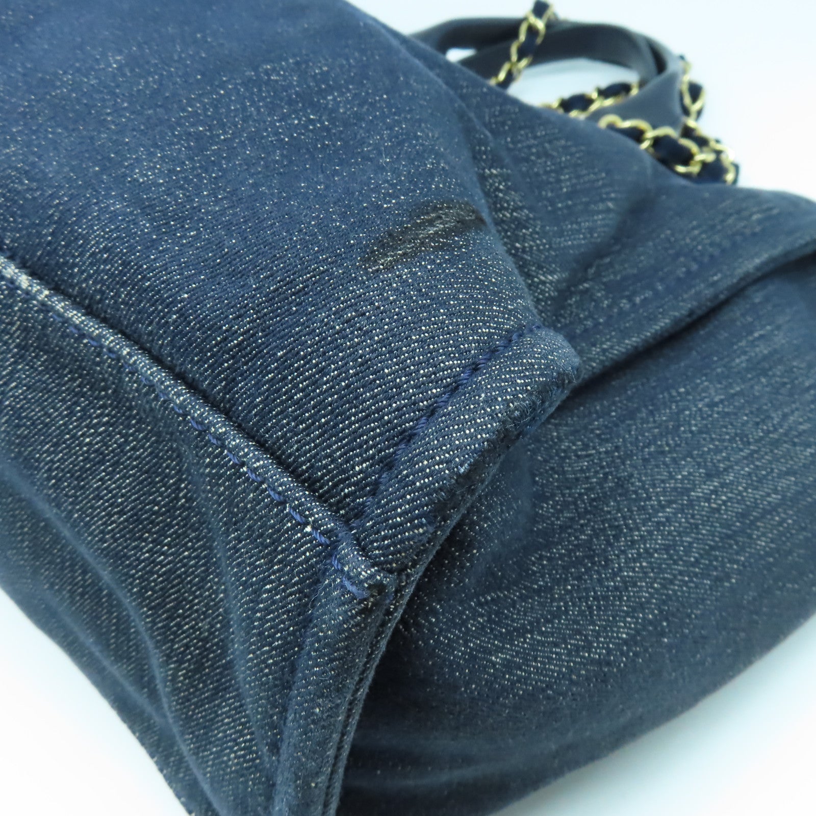 CHANEL 帆布/牛仔布2 Way Shoulder Bag金扣手挽肩背兩用袋藍色