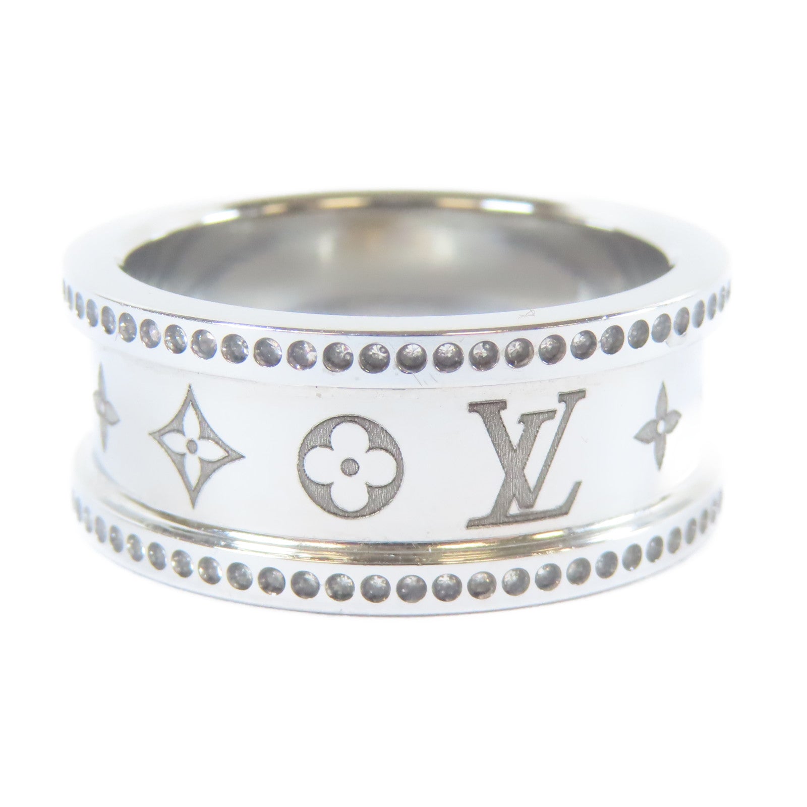LOUIS VUITTON 金屬Twisted Flower Ring戒指銀色US#10