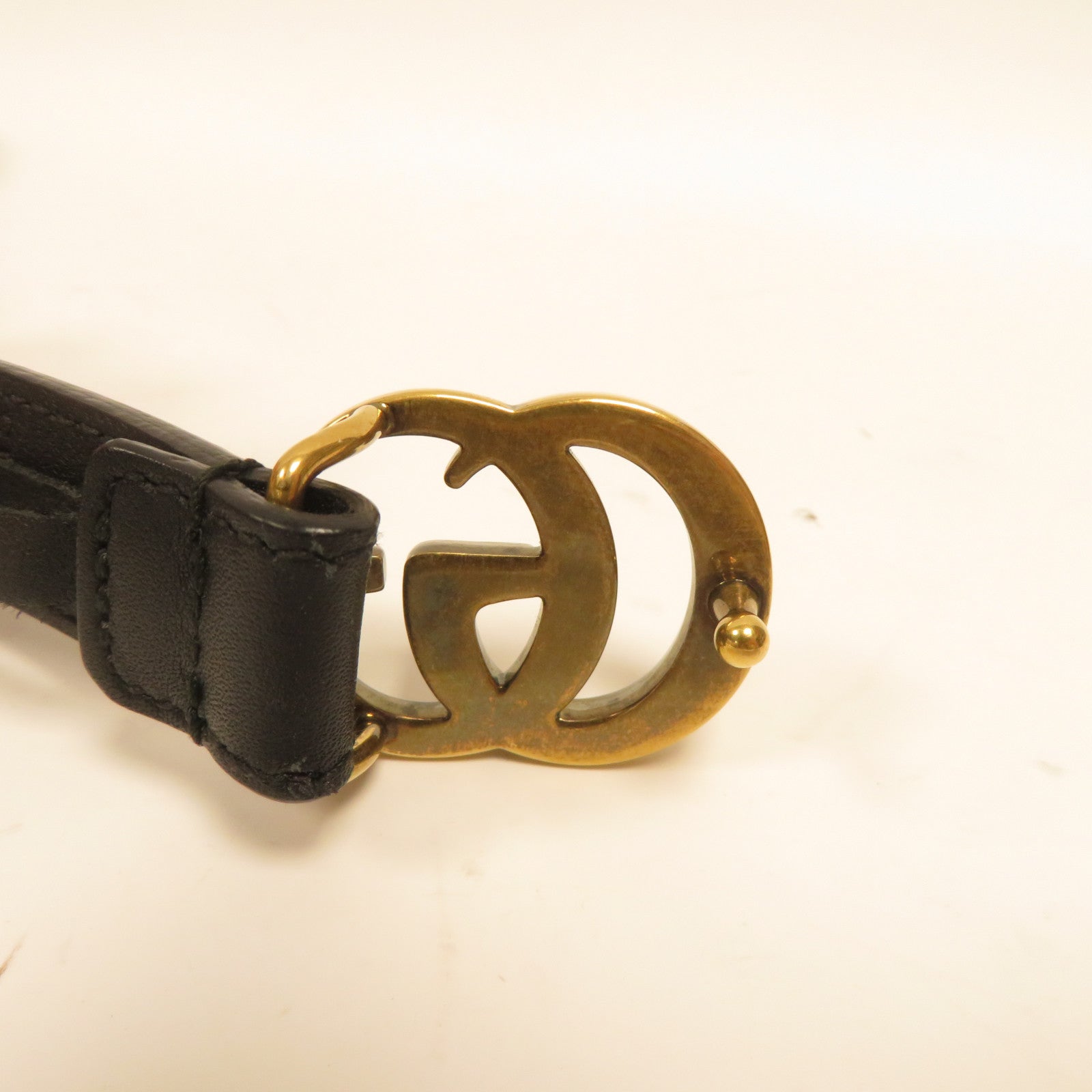 GUCCI 牛皮皮革Double G金扣皮帶黑色