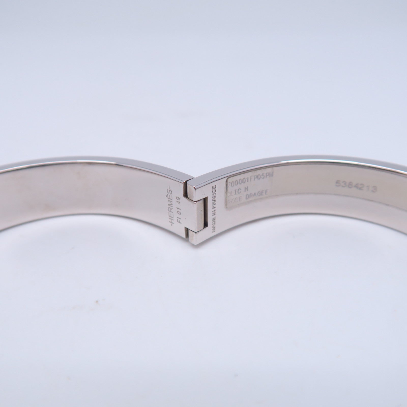 HERMES 金屬Clic H Bracelet手鐲粉紅色/銀色