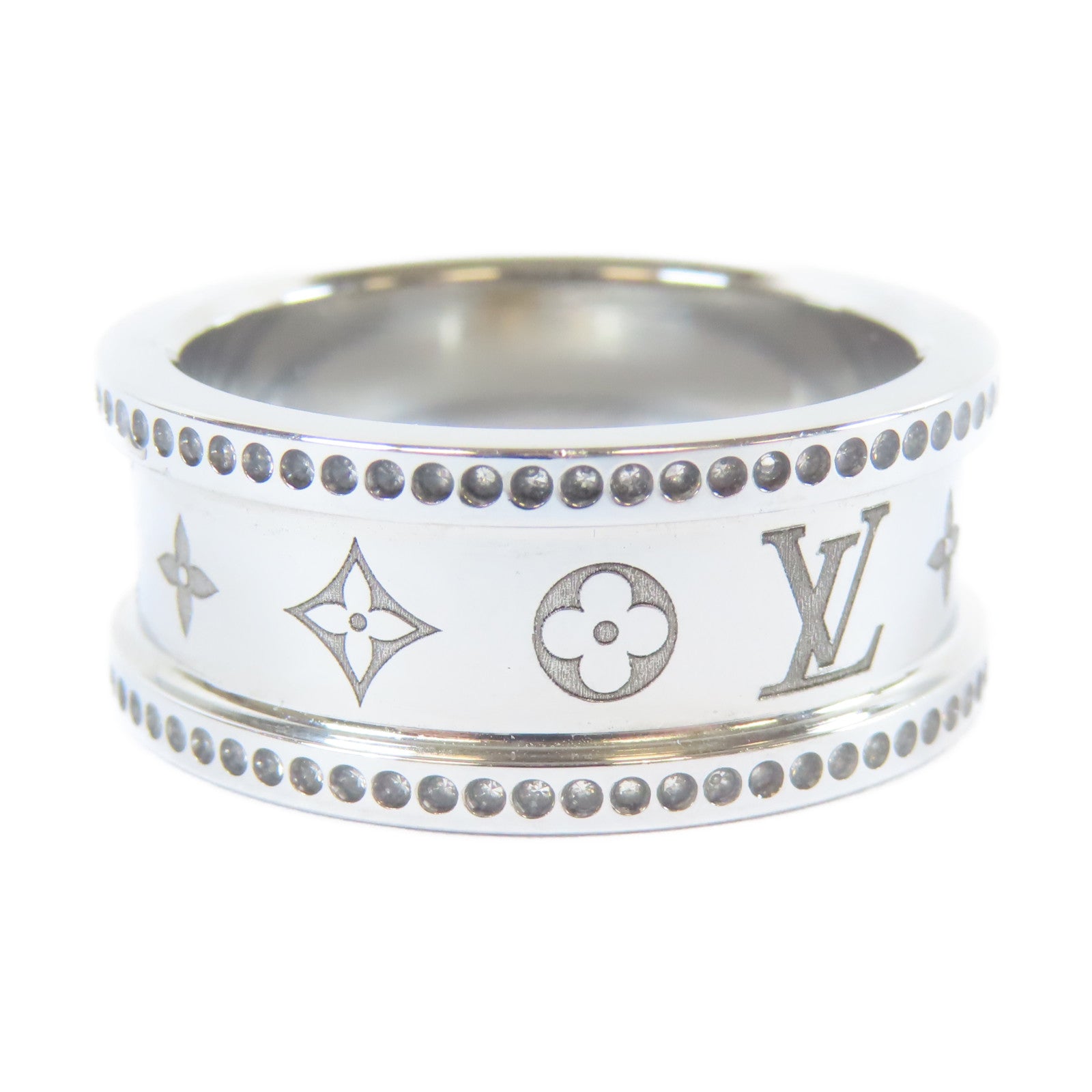 LOUIS VUITTON 金屬Twisted Flower Ring戒指銀色US#10