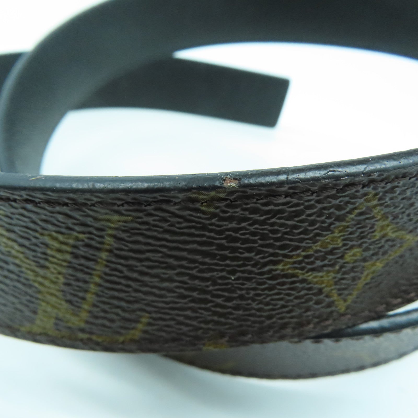 LOUIS VUITTON Monogram Belt金扣皮帶啡色