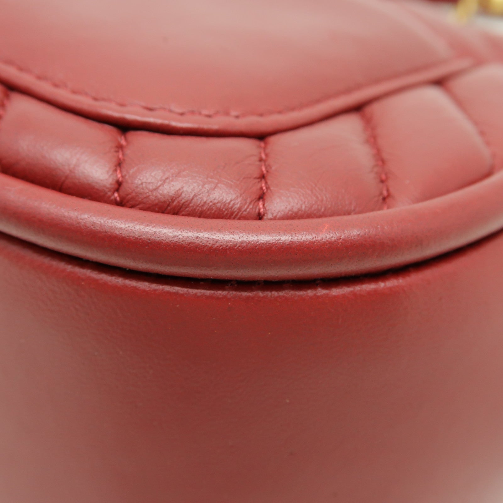 CHANEL 斜紋羊皮皮革Shoulder Bag金扣鏈帶肩背袋紅色