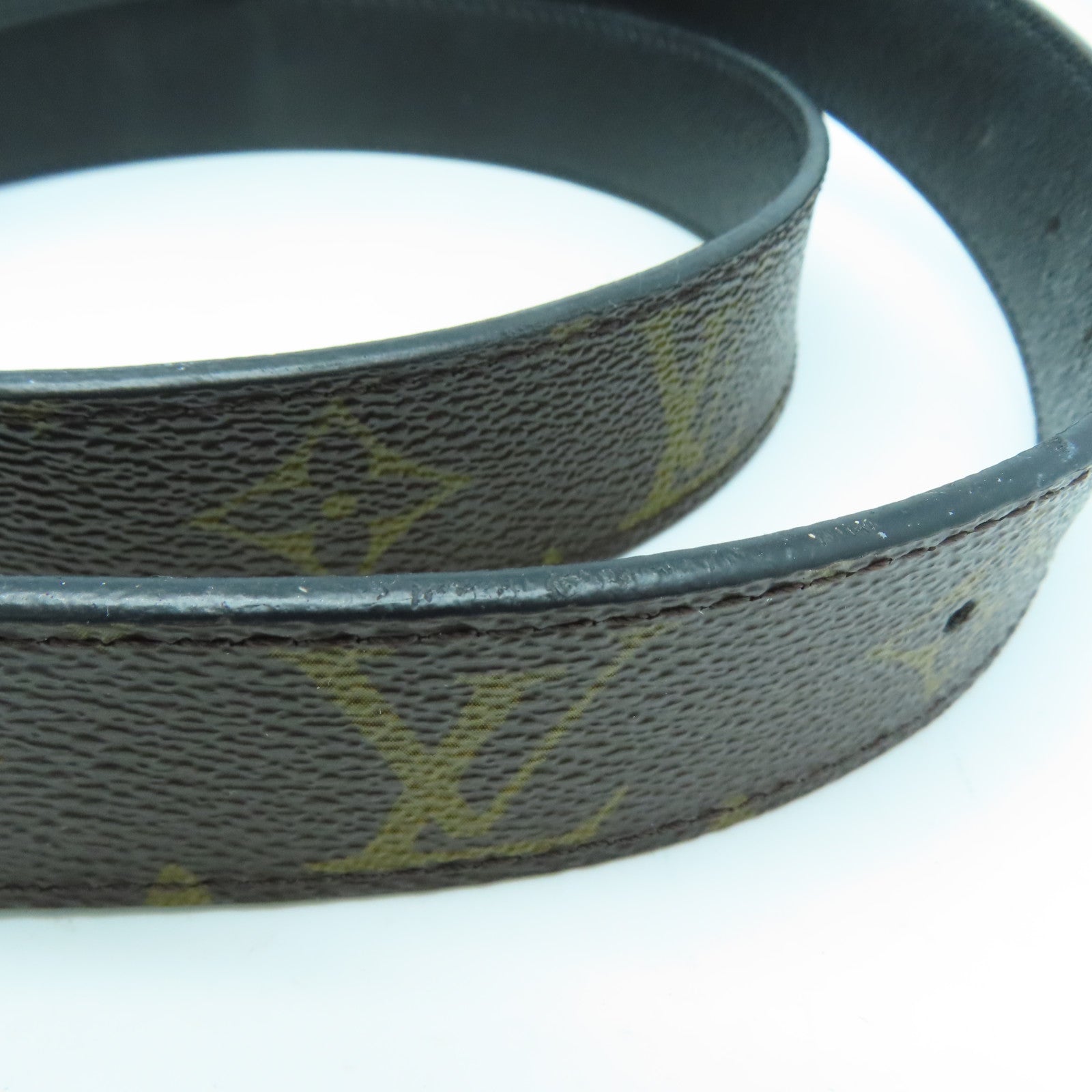 LOUIS VUITTON Monogram Belt金扣皮帶啡色