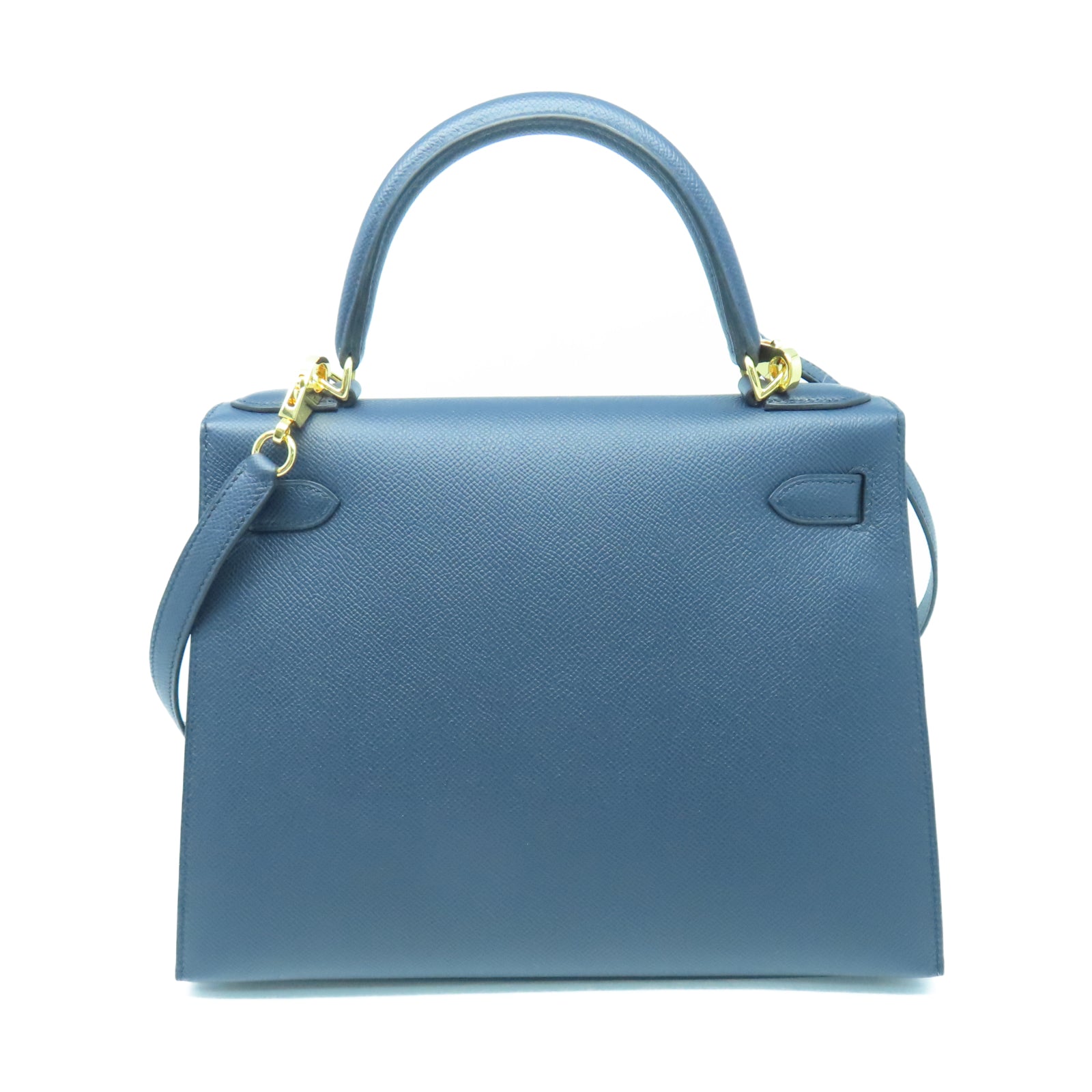 HERMES Epsom皮革Kelly 28金扣手挽肩背两用袋蓝色
