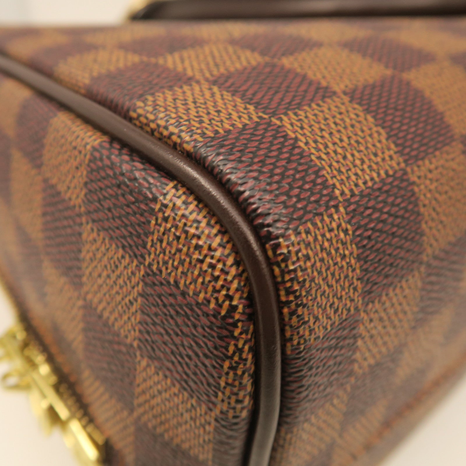 LOUIS VUITTON Damier Nolita Handbag gold buckle handle bag brown