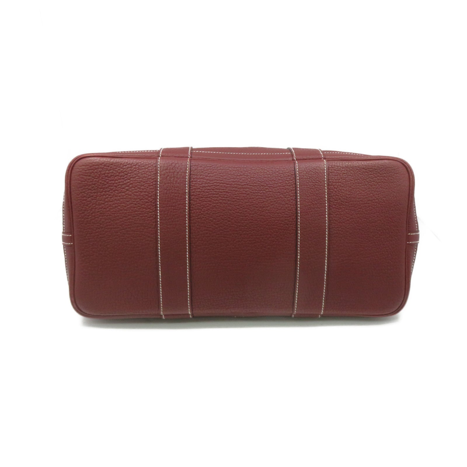 HERMES Negond皮革GardenParty PM Tote Bag手挽袋银扣Rough H酒红色