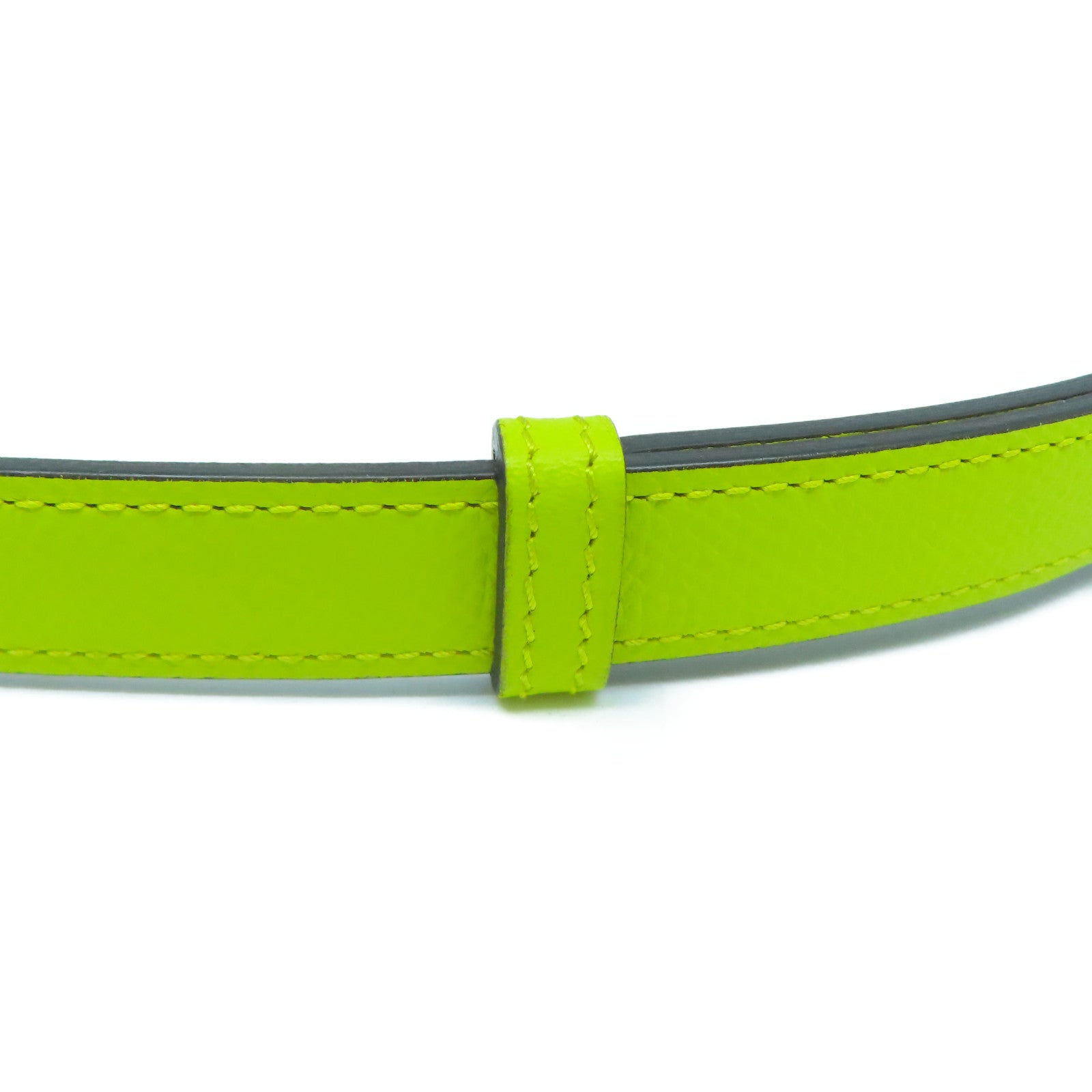 HERMES Epsom皮革Belt金扣皮帶萊姆黃