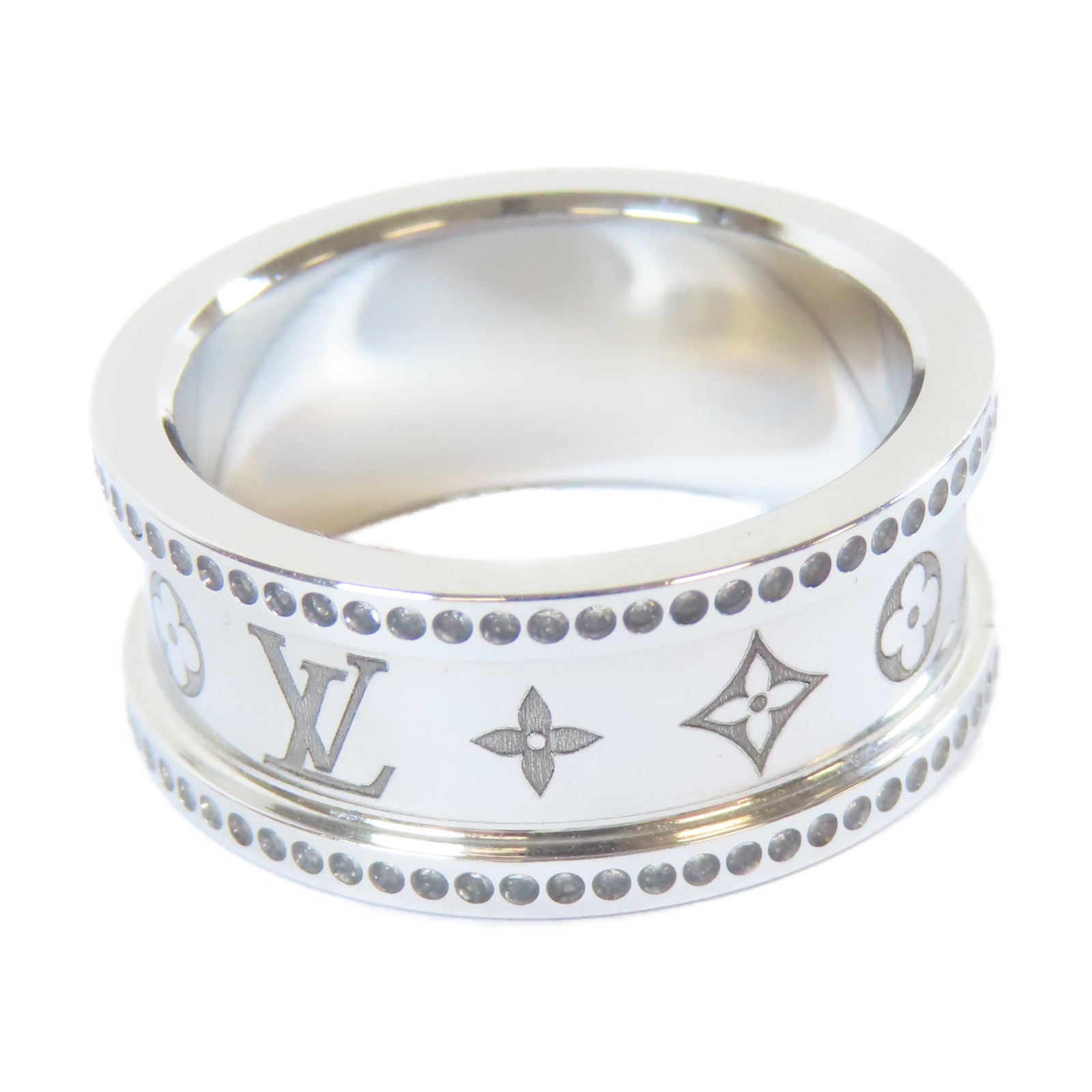 LOUIS VUITTON 金屬Twisted Flower Ring戒指銀色US#10