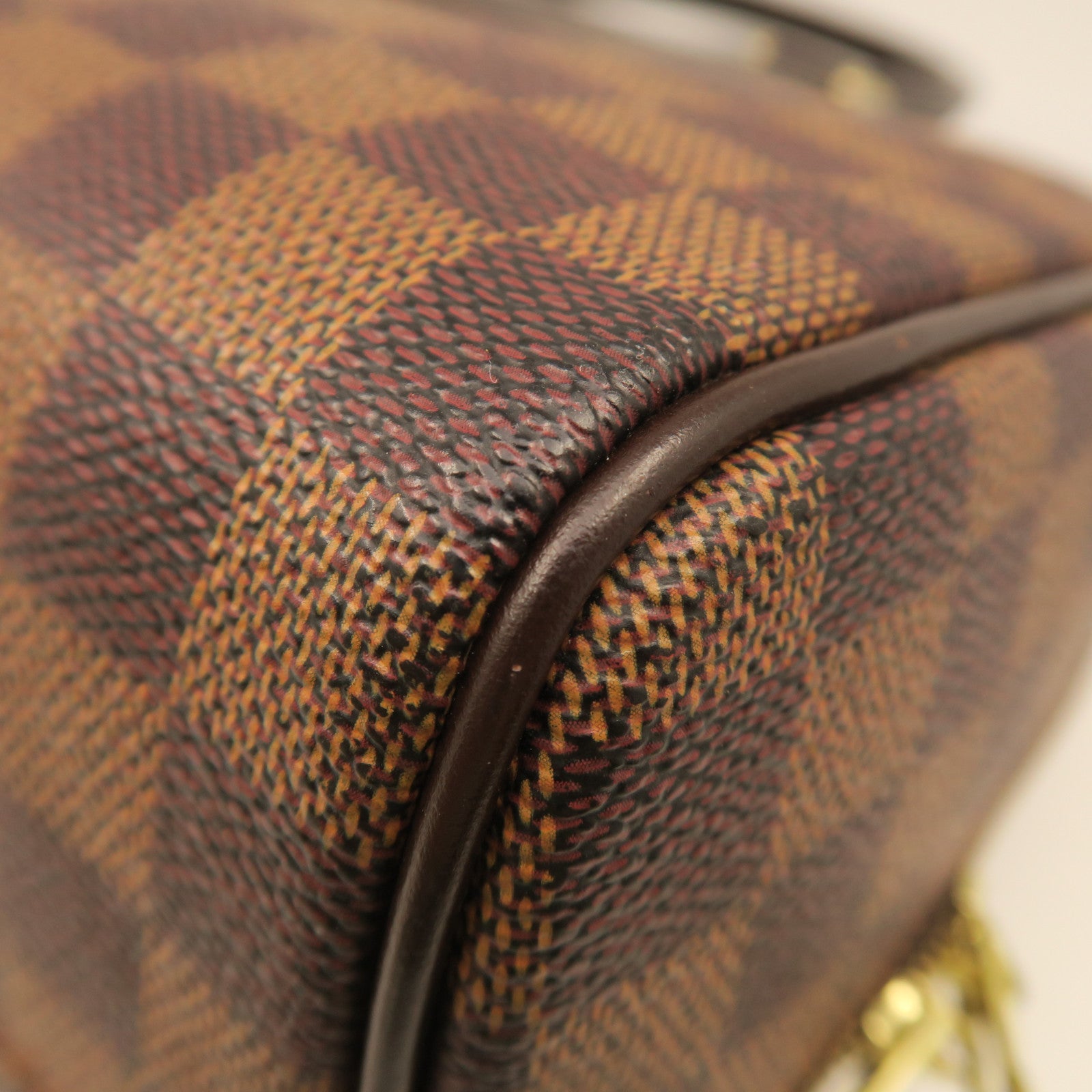 LOUIS VUITTON Damier Nolita Handbag gold buckle handle bag brown