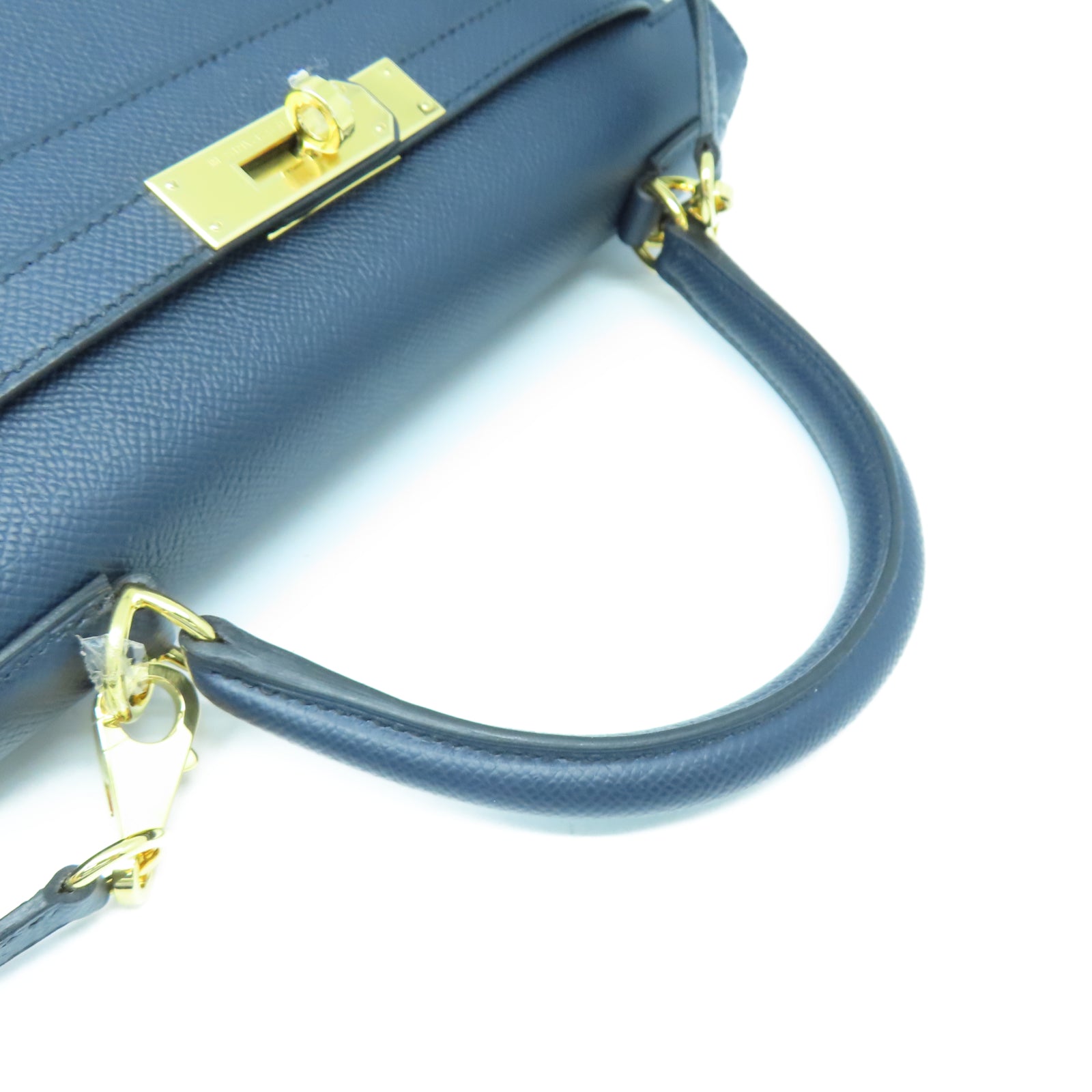 HERMES Epsom皮革Kelly 28金扣手挽肩背两用袋蓝色