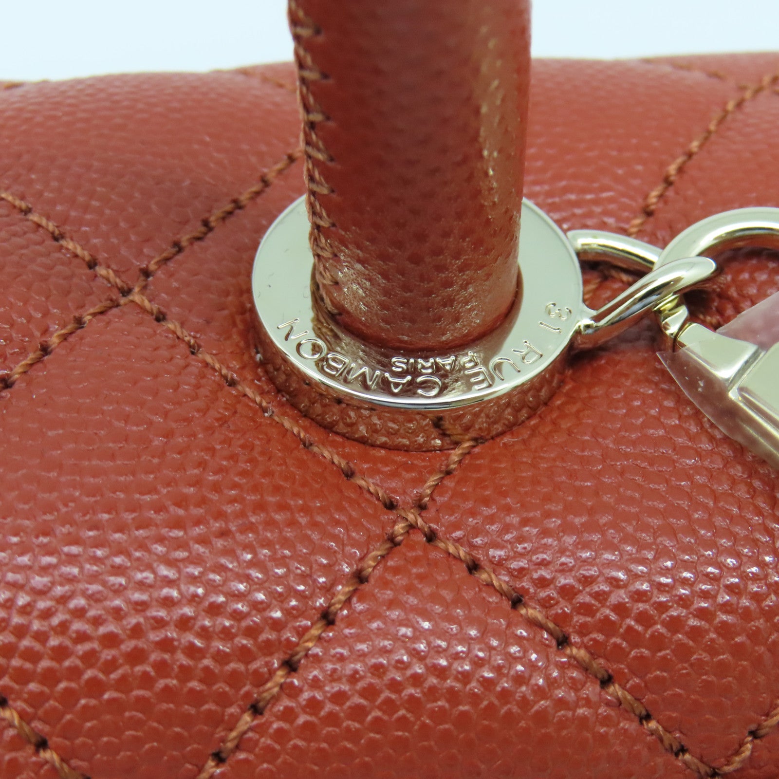 CHANEL Rhombus Cowhide Leather CoCo Handle Gold Buckle Chain Belt Handle Shoulder Back Dual-purpose Bag Red