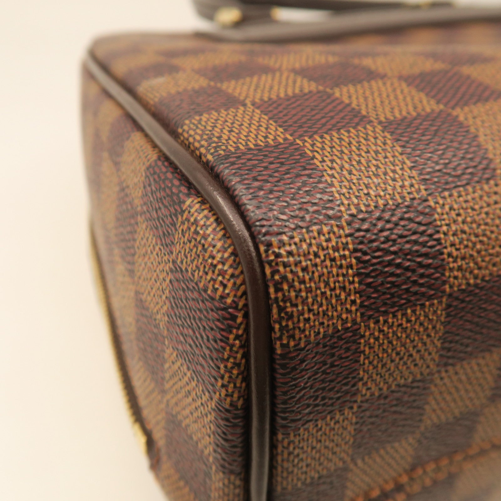 LOUIS VUITTON Damier Nolita Handbag gold buckle handle bag brown