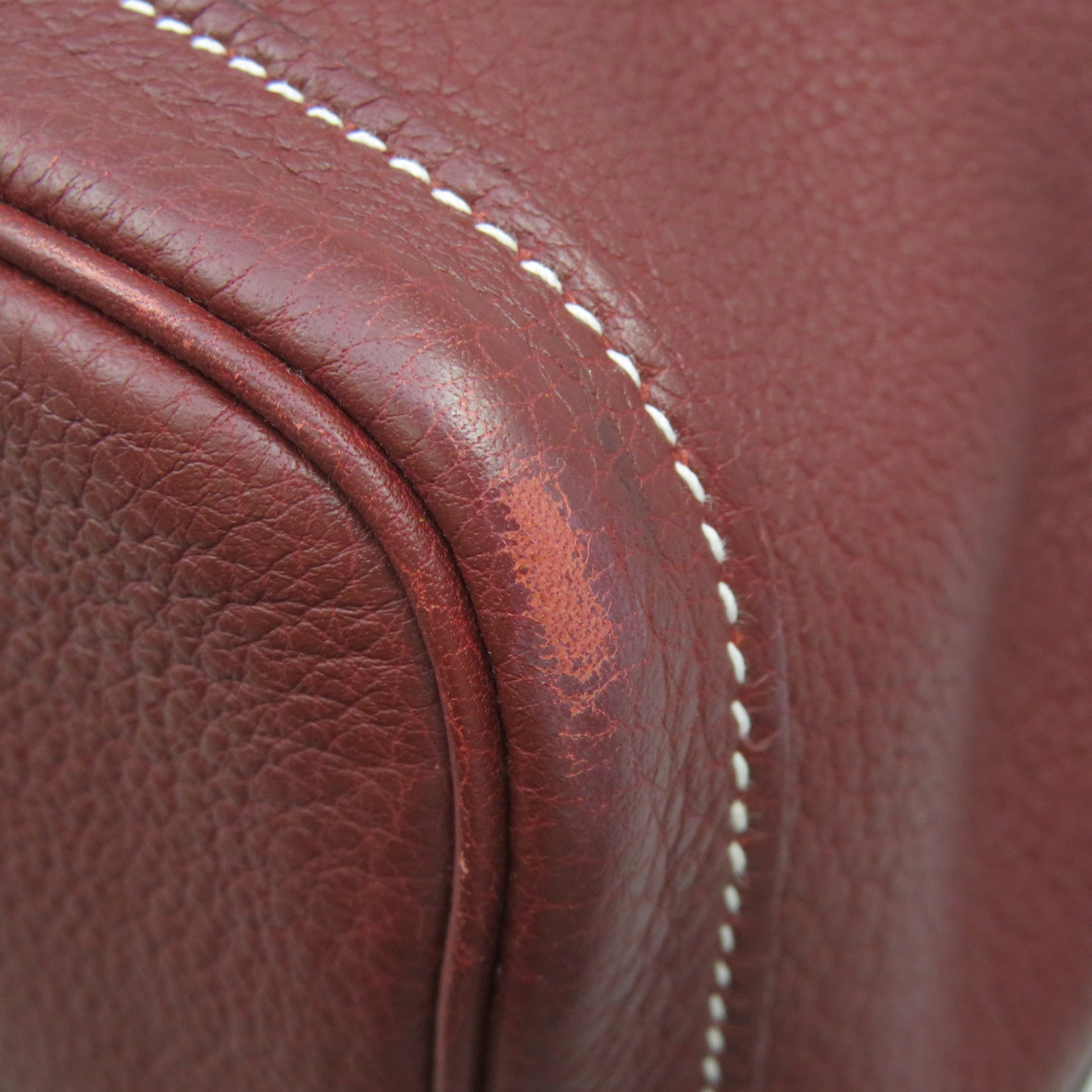 HERMES Negond皮革GardenParty PM Tote Bag手挽袋银扣Rough H酒红色