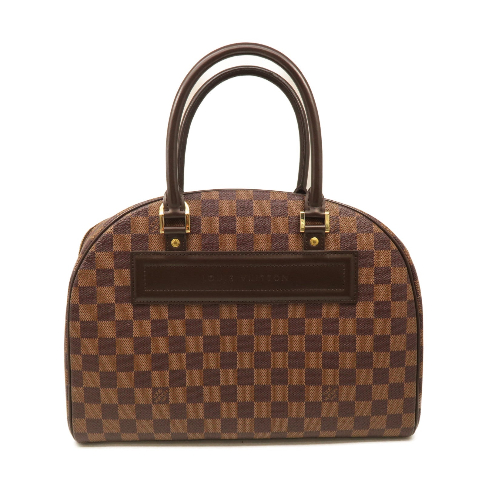 LOUIS VUITTON Damier Nolita Handbag gold buckle handle bag brown