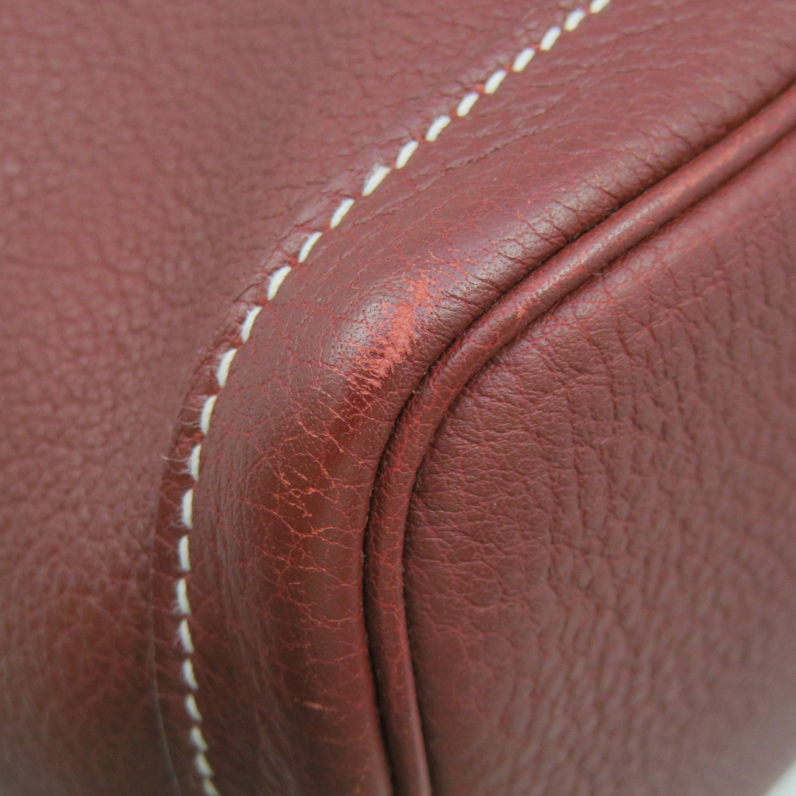 HERMES Negond皮革GardenParty PM Tote Bag手挽袋银扣Rough H酒红色